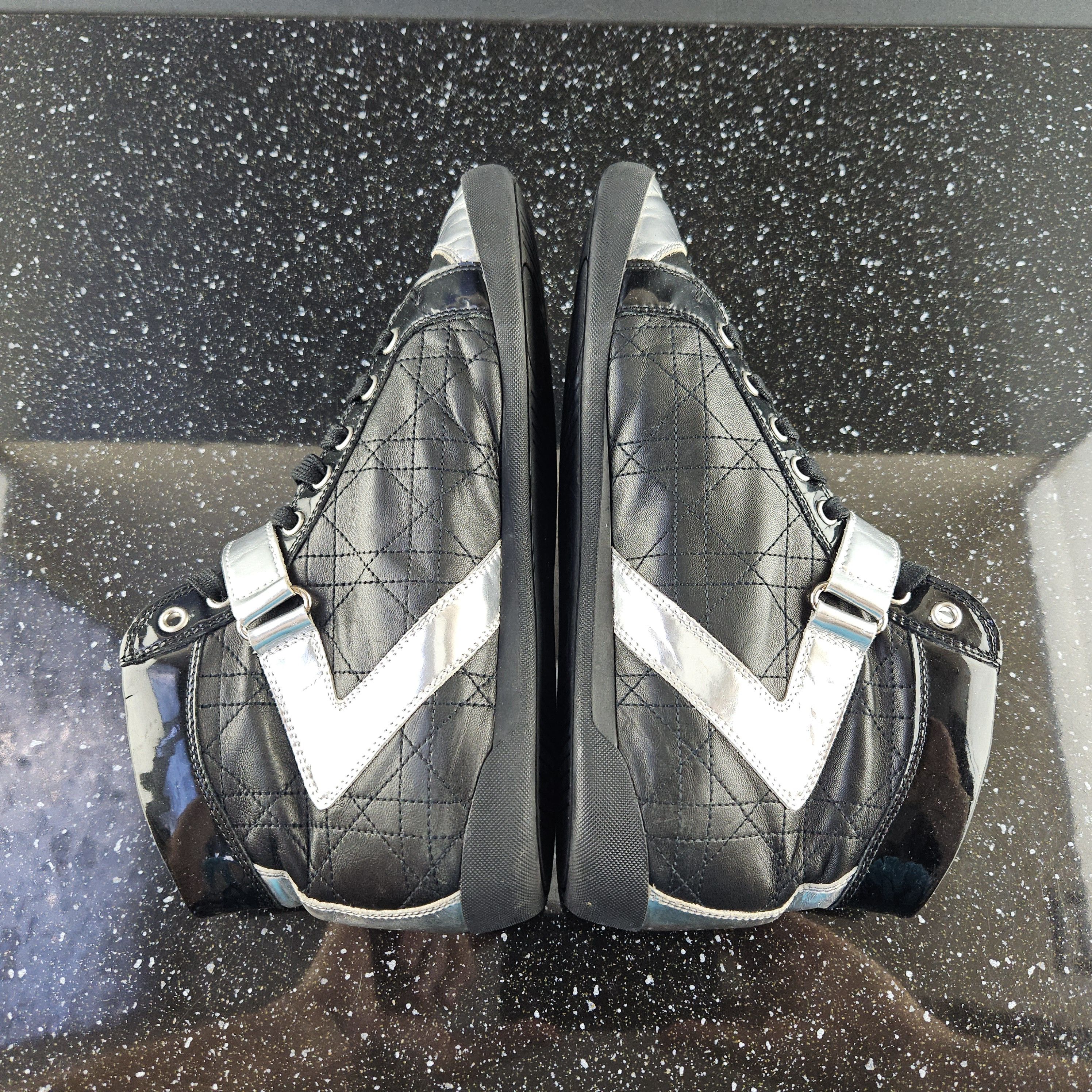 Christian Dior Monsieur Dior black/silver leather hi top sneakers sz 39 Size US 8 / IT 38 - 8 Thumbnail