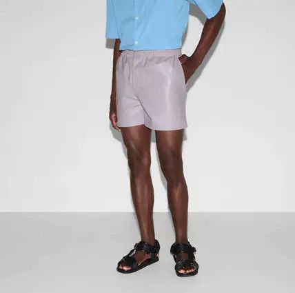 Gucci o1loc1c0526 814783 Embossed Soft Nappa Leather Shorts Pink Size US 34 / EU 50 - 2 Thumbnail
