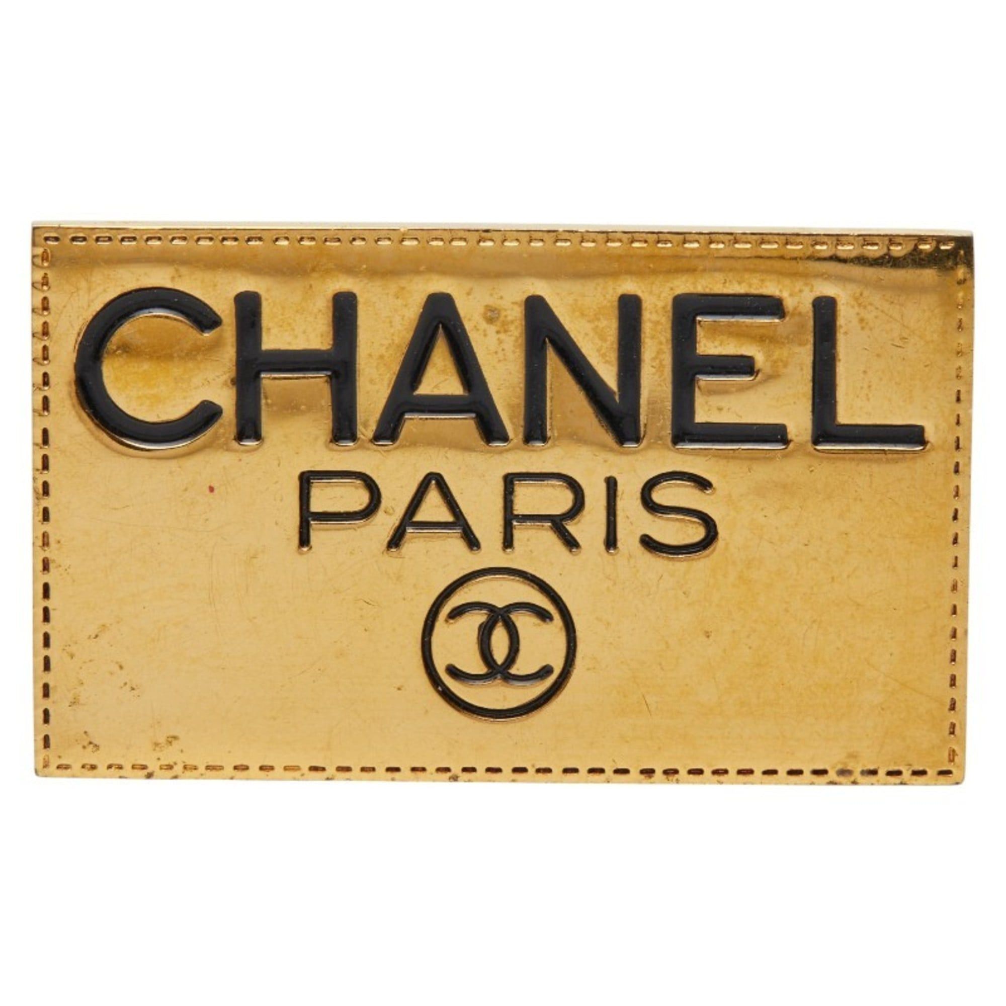 Chanel CHANEL logo plate brooch, gold plated, women's Size ONE SIZE - 1 Thumbnail