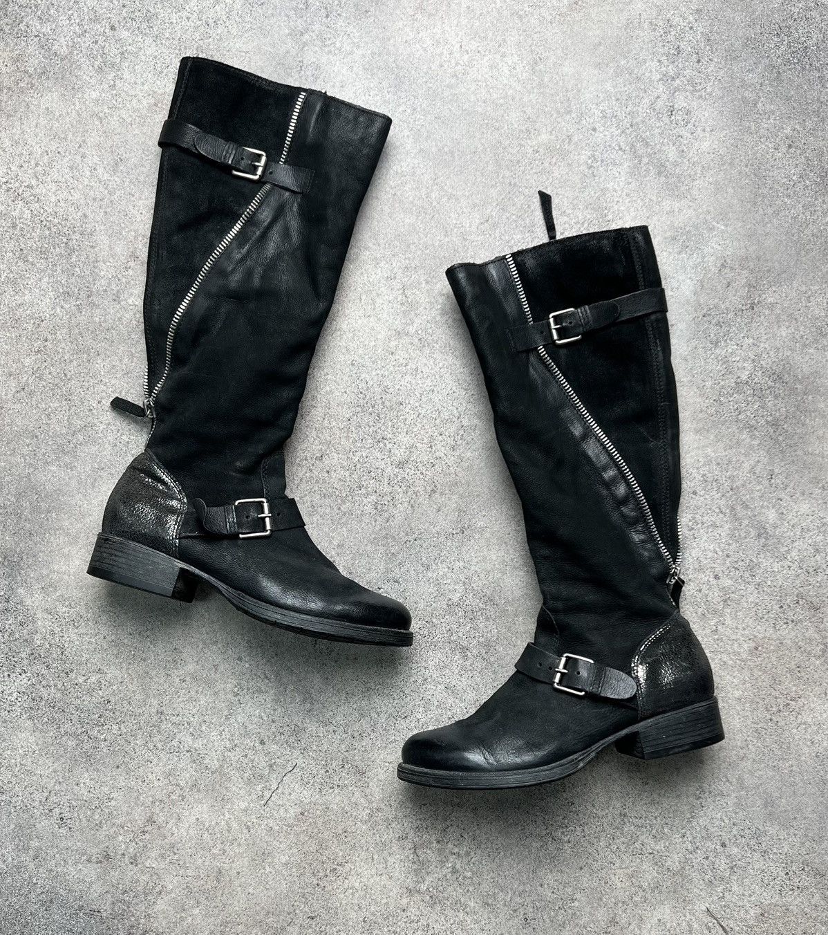 A.S.98 Vintage italian double zip platform leather boots Size US 10 / IT 40 - 1 Thumbnail