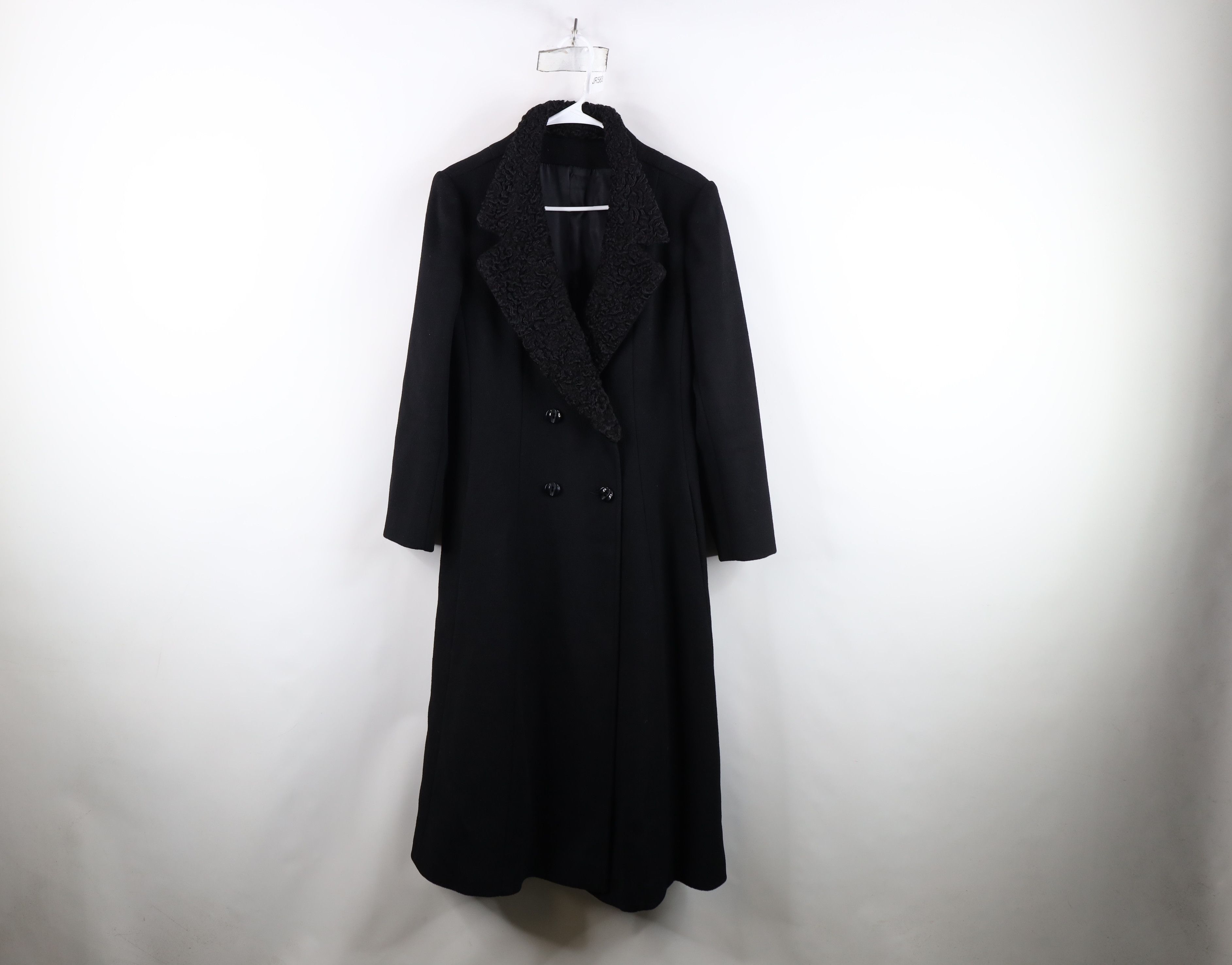 Vintage Vintage 80s 90s Mod Velvet Wool Overcoat Jacket Black USA Size L / US 10 / IT 46 - 1 Thumbnail