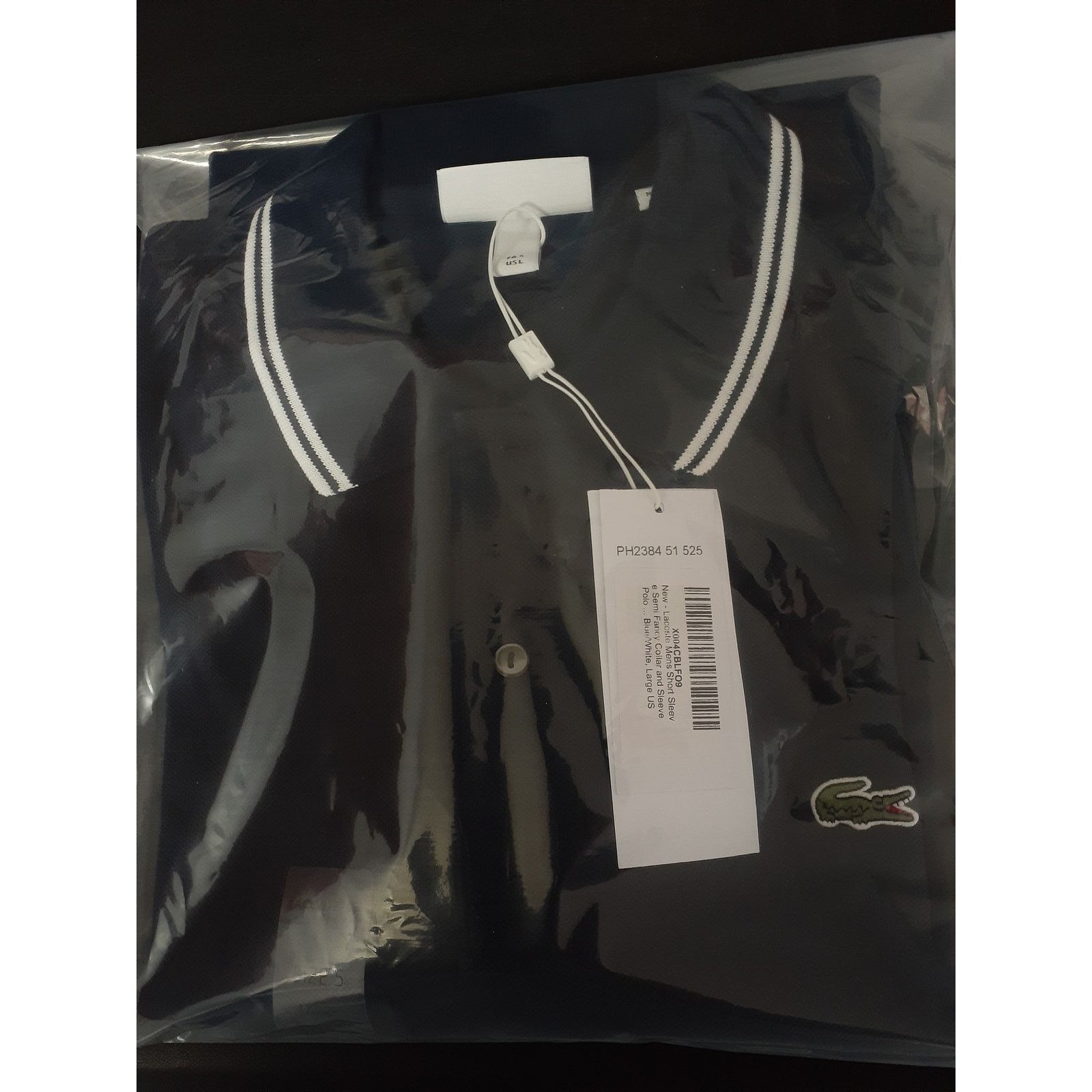 Lacoste Lacoste Men's Short Semi Fancy Collar and Sleeve Polo Navy L Size US L / EU 52-54 / 3 - 2 Thumbnail