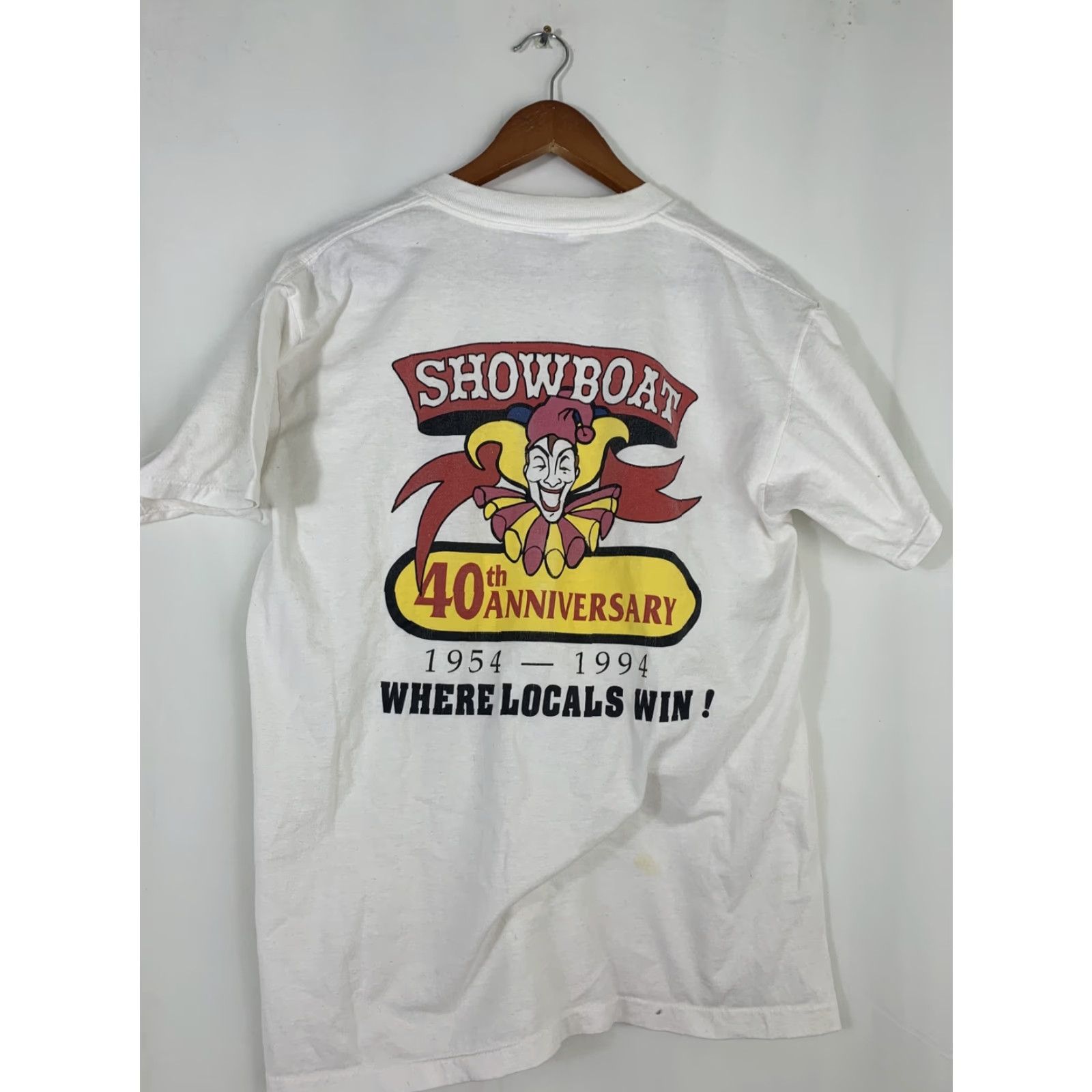 Vintage VINTAGE Oneita Large Showboat 1994 40th Anniversary Single Stitch Cotton T-Shirt White L Mens Size US L / EU 52-54 / 3 - 2 Thumbnail