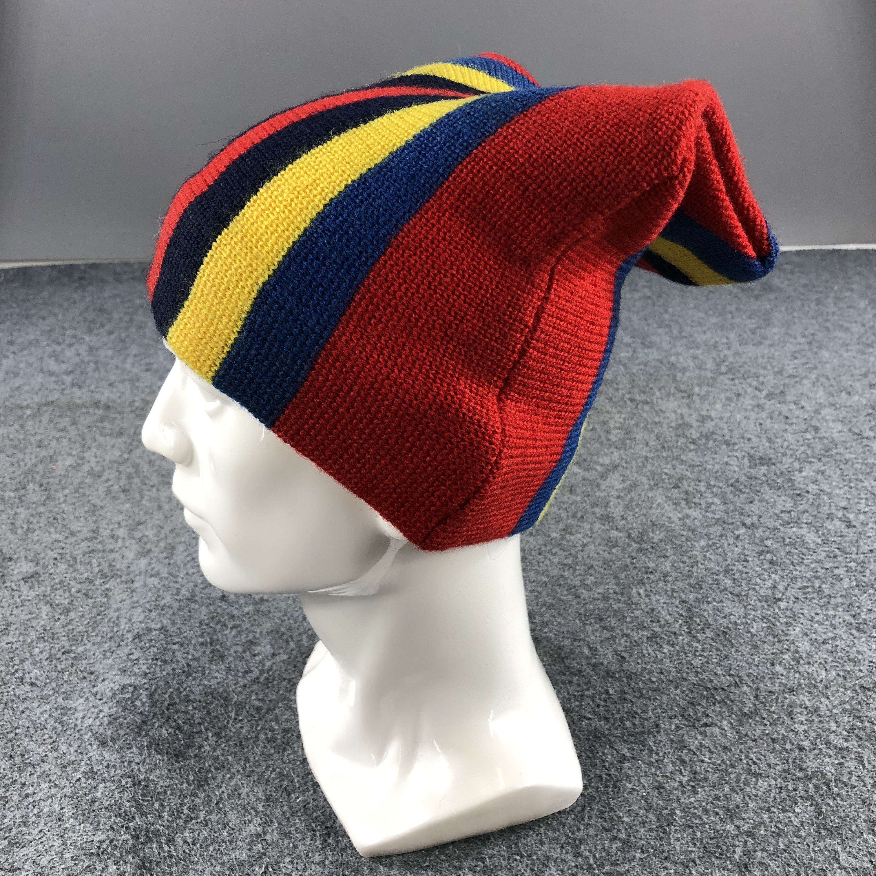 Vintage Franz Striped Devil Ears Wool Beanie Snowcap Snow Hat B358 Size ONE SIZE - 2 Thumbnail
