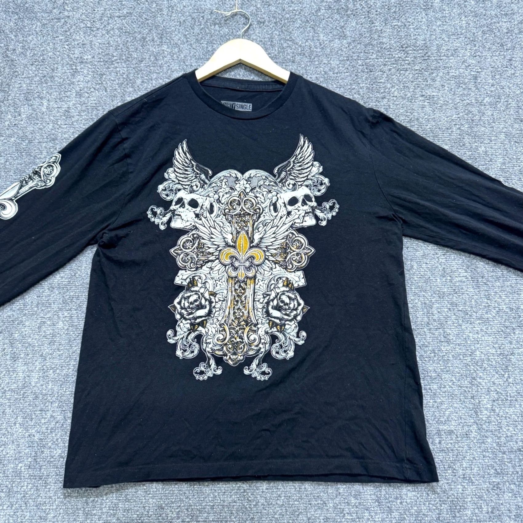 The Unbranded Brand Y2K Thirty Single Long Sleeve Shirt Men Large Skeletons Cotton Blend Grunge Black - The Unbranded Brand, Regular, Mens Size US L / EU 52-54 / 3 - 8 Thumbnail