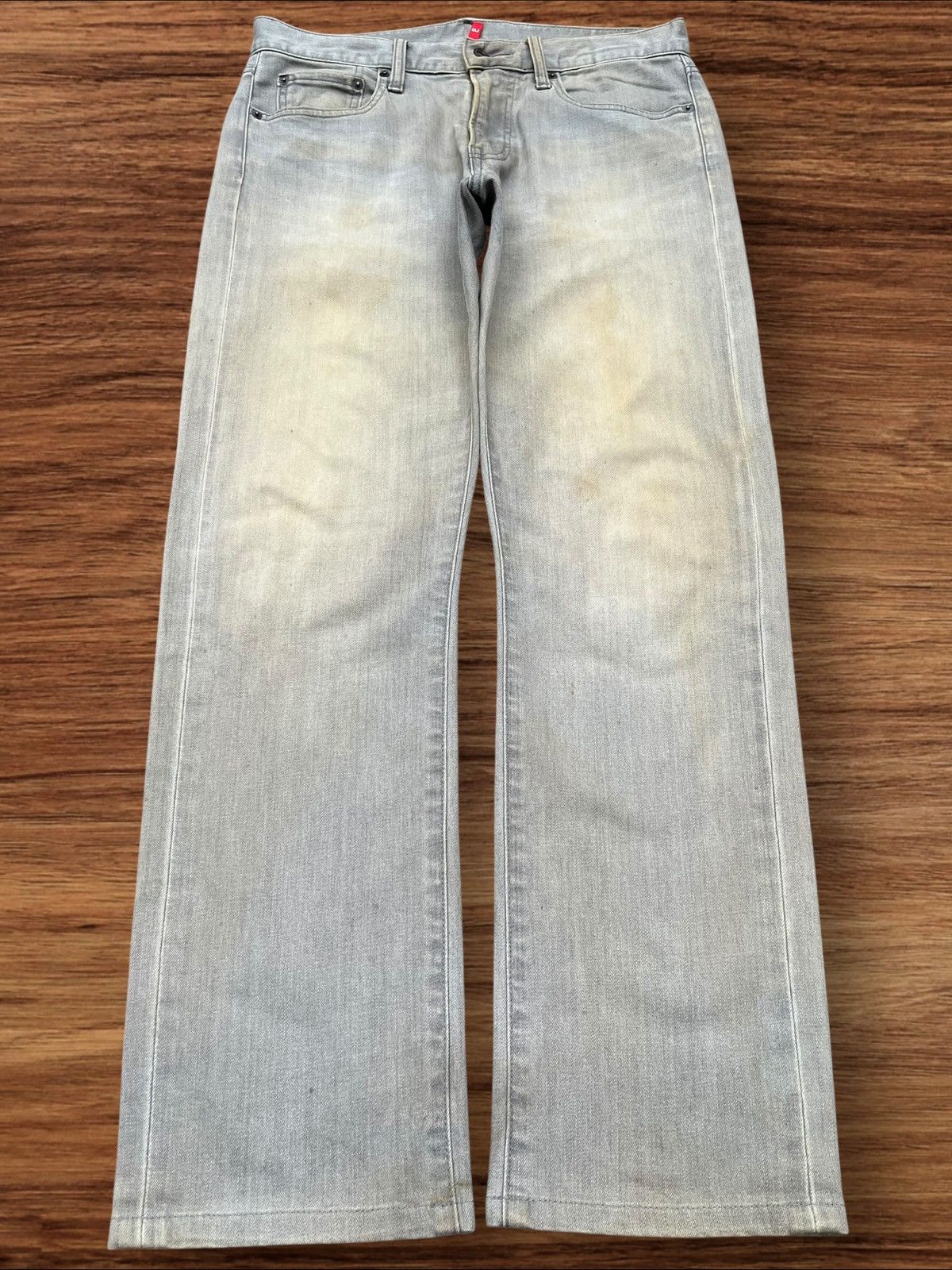 Japanese Brand × Jun Takahashi × Uniqlo Vintage Japanese Brand Grey Mud Washed Slim Straight Jeans Size US 31 - 1 Thumbnail
