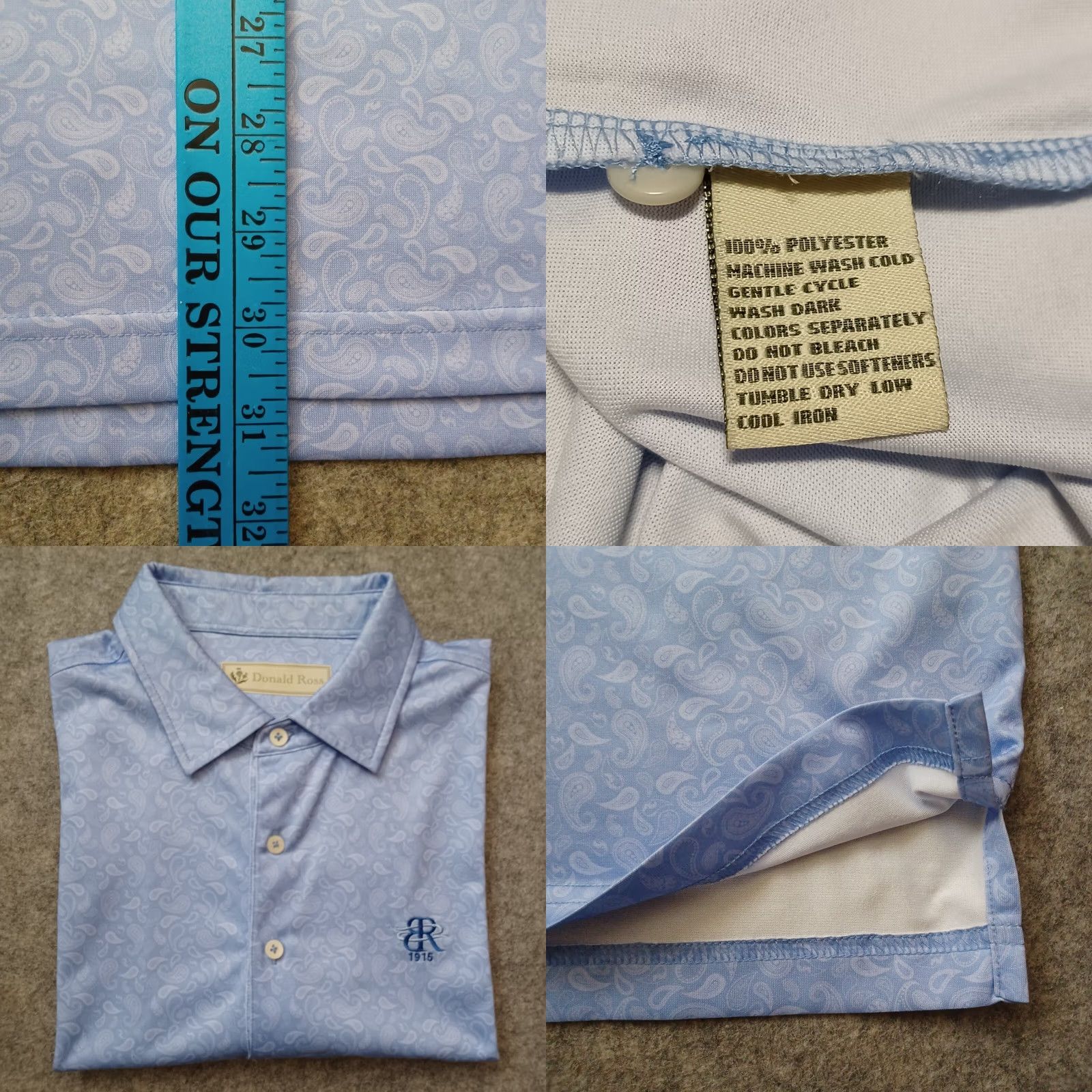 Vintage Donald Ross Shirt Polo Short Sleeve Blue Paisley Print Golf Sport Mens Large Size US L / EU 52-54 / 3 - 8 Thumbnail