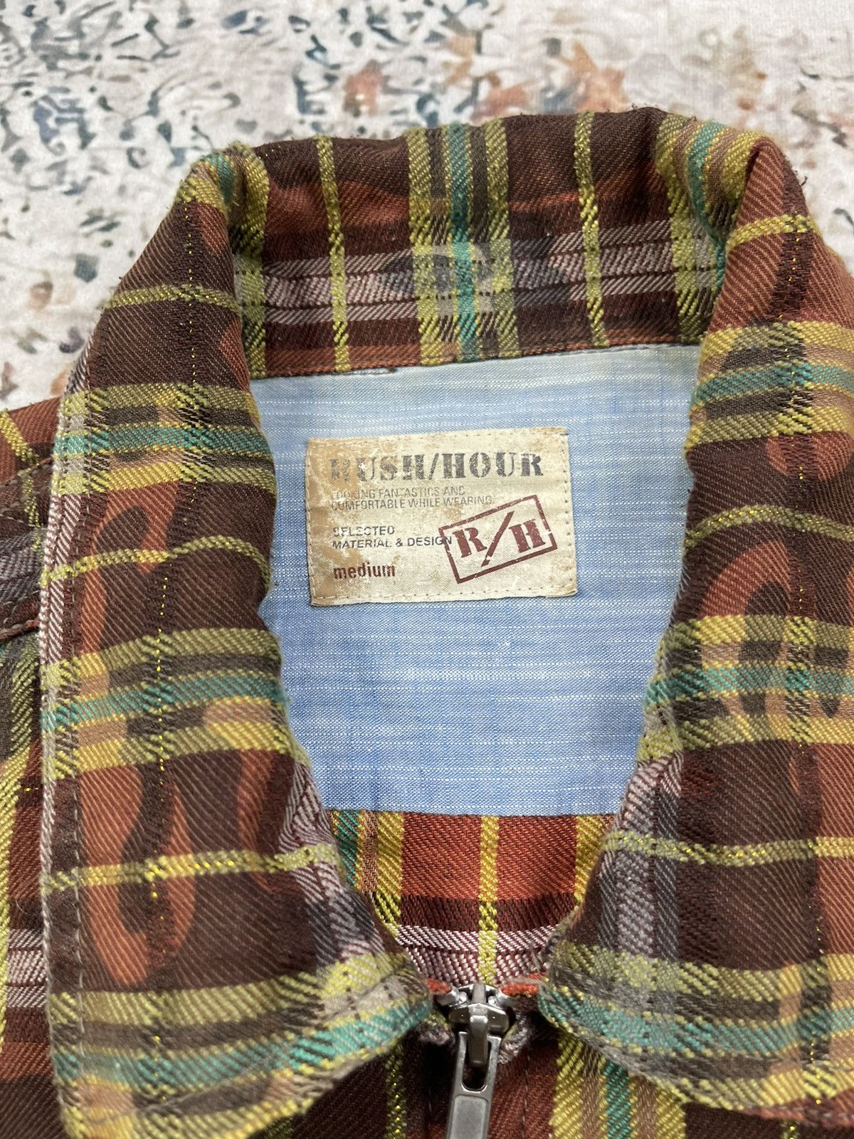 Japanese Brand Rush Hour Plaid Gold Thread Camo Print Shirt Jackets Size US M / EU 48-50 / 2 - 9 Thumbnail