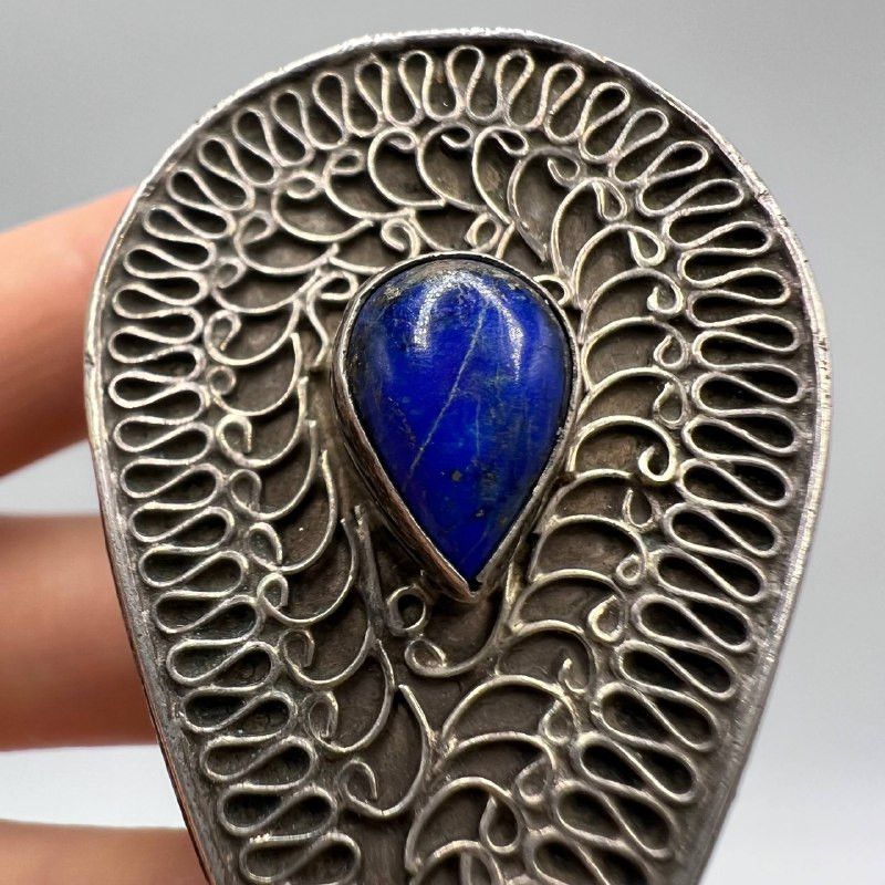 Vintage Antique 925 Silver Filigree Pill Box Lapis Lazuli Vintage Size ONE SIZE - 3 Thumbnail