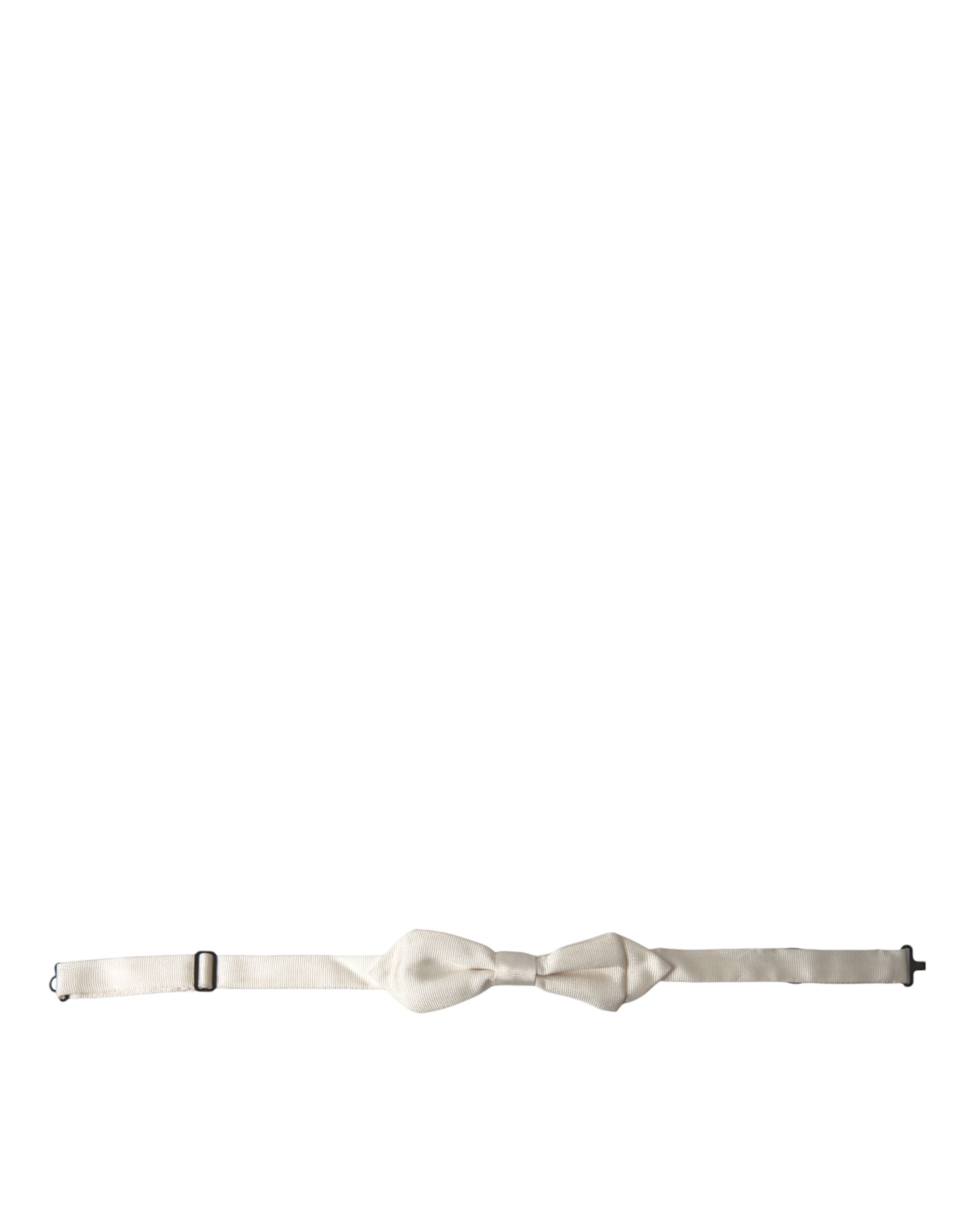 Dolce & Gabbana Elegant White Silk Bow Men's Tie Size ONE SIZE - 1 Thumbnail