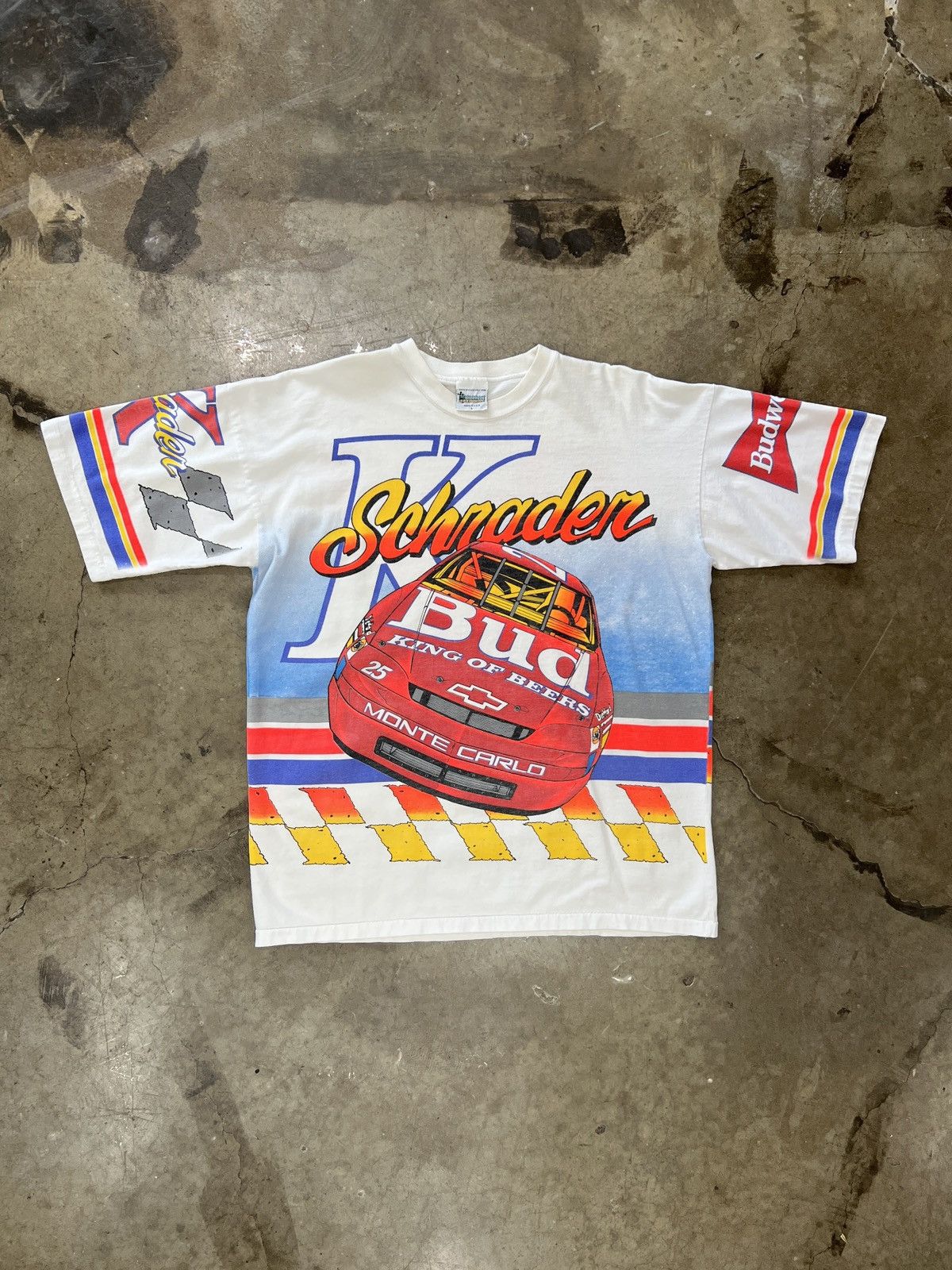 NASCAR Vintage AOP 1995 Ken Schrader Budweiser Racing Tee Large Size US L / EU 52-54 / 3 - 5 Thumbnail