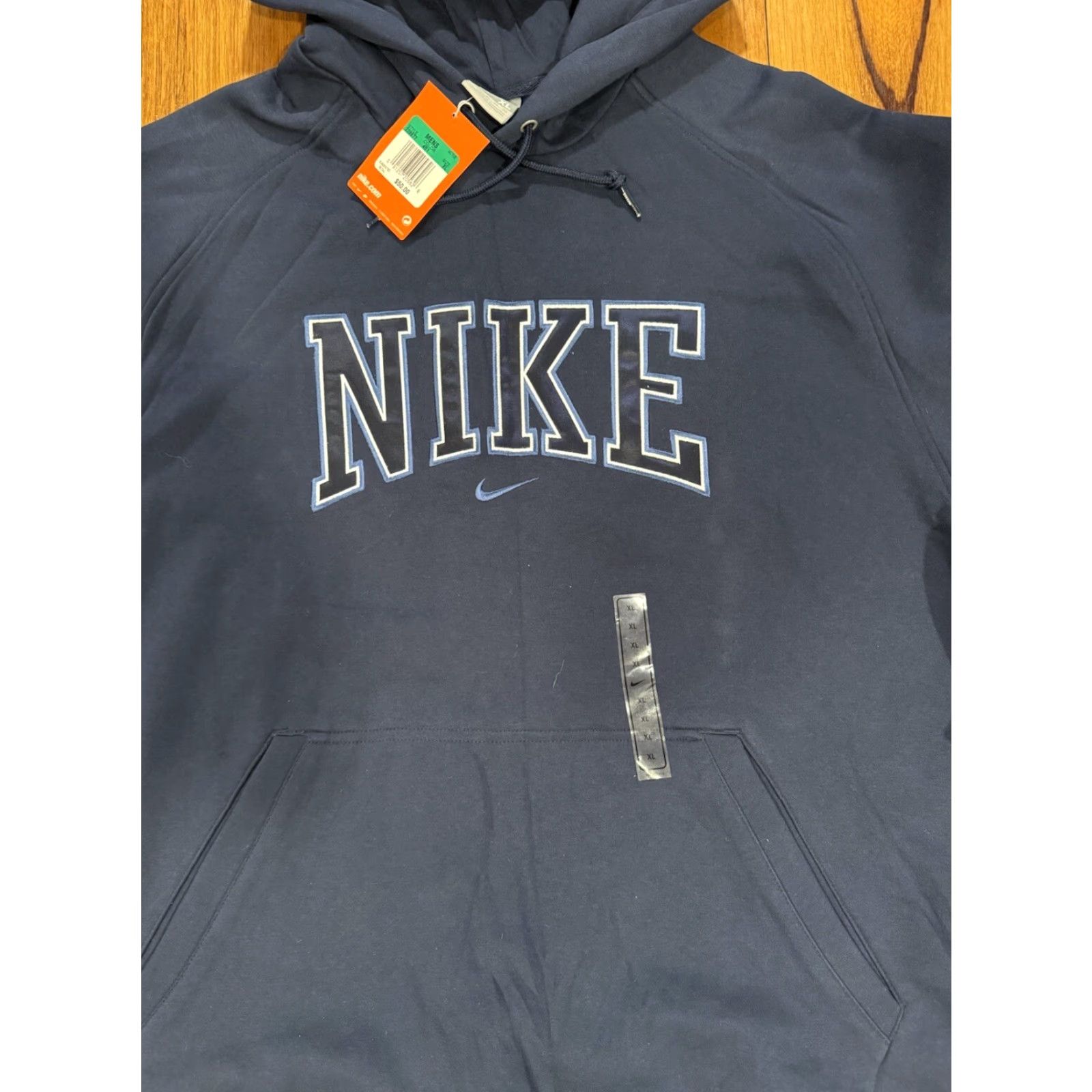 Nike VINTAGE Nike Spellout Logo Pullover Hoodie Mens XL Navy Blue Deadstock 2007 Size US XL / EU 56 / 4 - 5 Thumbnail