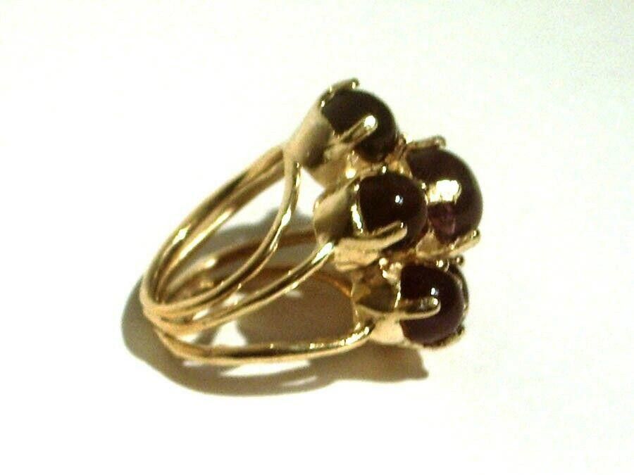 Handmade 18kt Gold Vermeil Silver Flower Cocktal Ring Purple Amethyst Size ONE SIZE - 3 Thumbnail