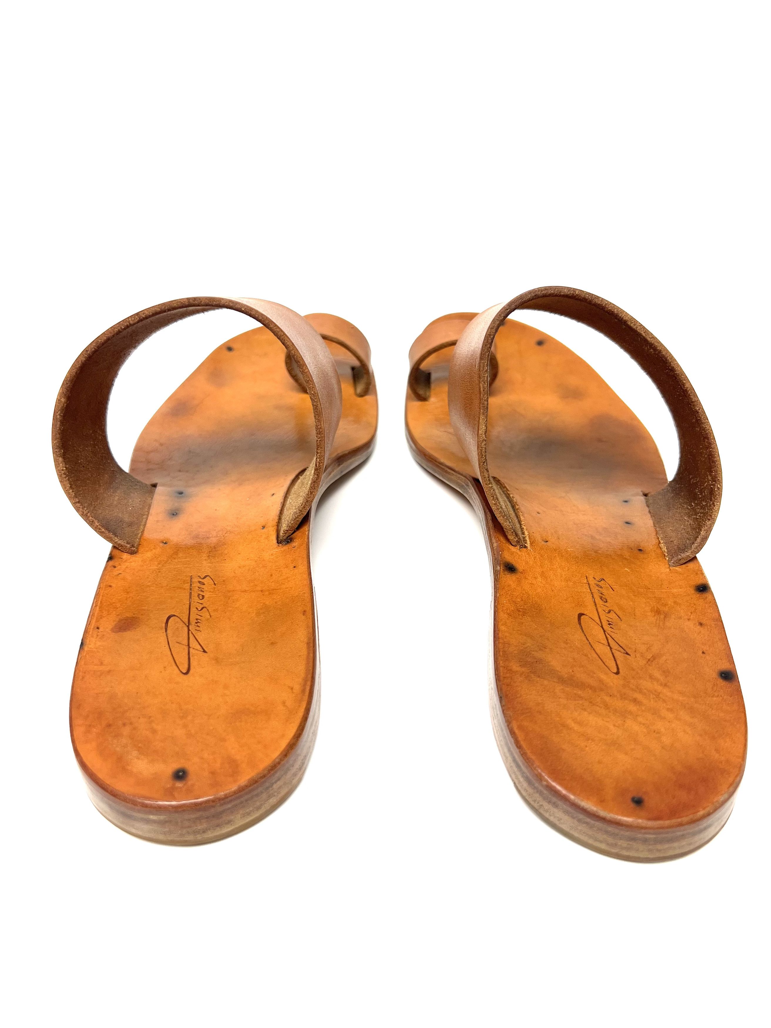 Dimissianos & Miller DIMISSIANOS & MILLER NATURAL LEATHER SLIDE / SANDALS Size US 11 / EU 44 - 10 Thumbnail