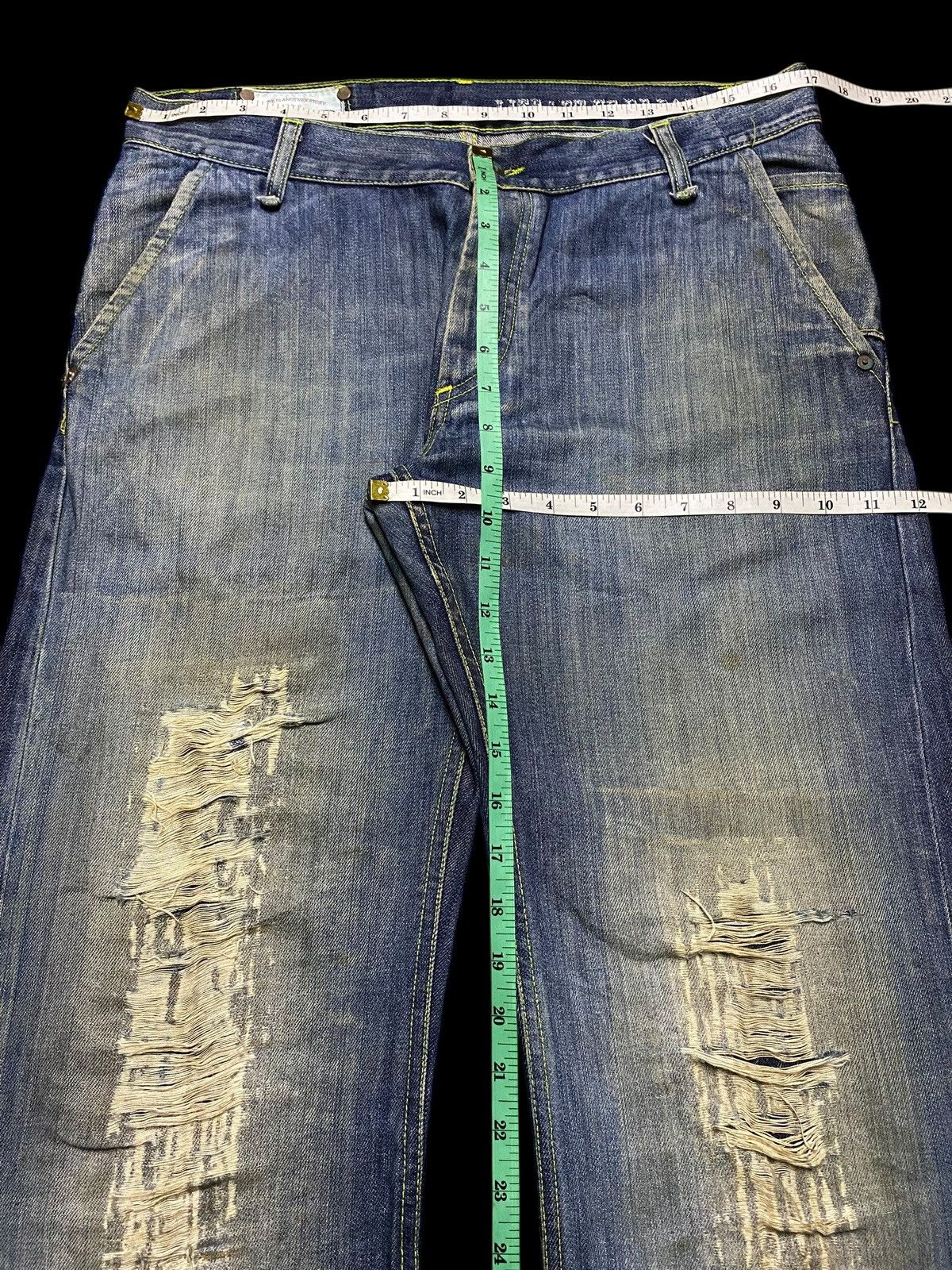 Kapital Dondup Distressed Wide Leg Jeans Vintage Washed Denim Size US 34 / EU 50 - 19 Thumbnail