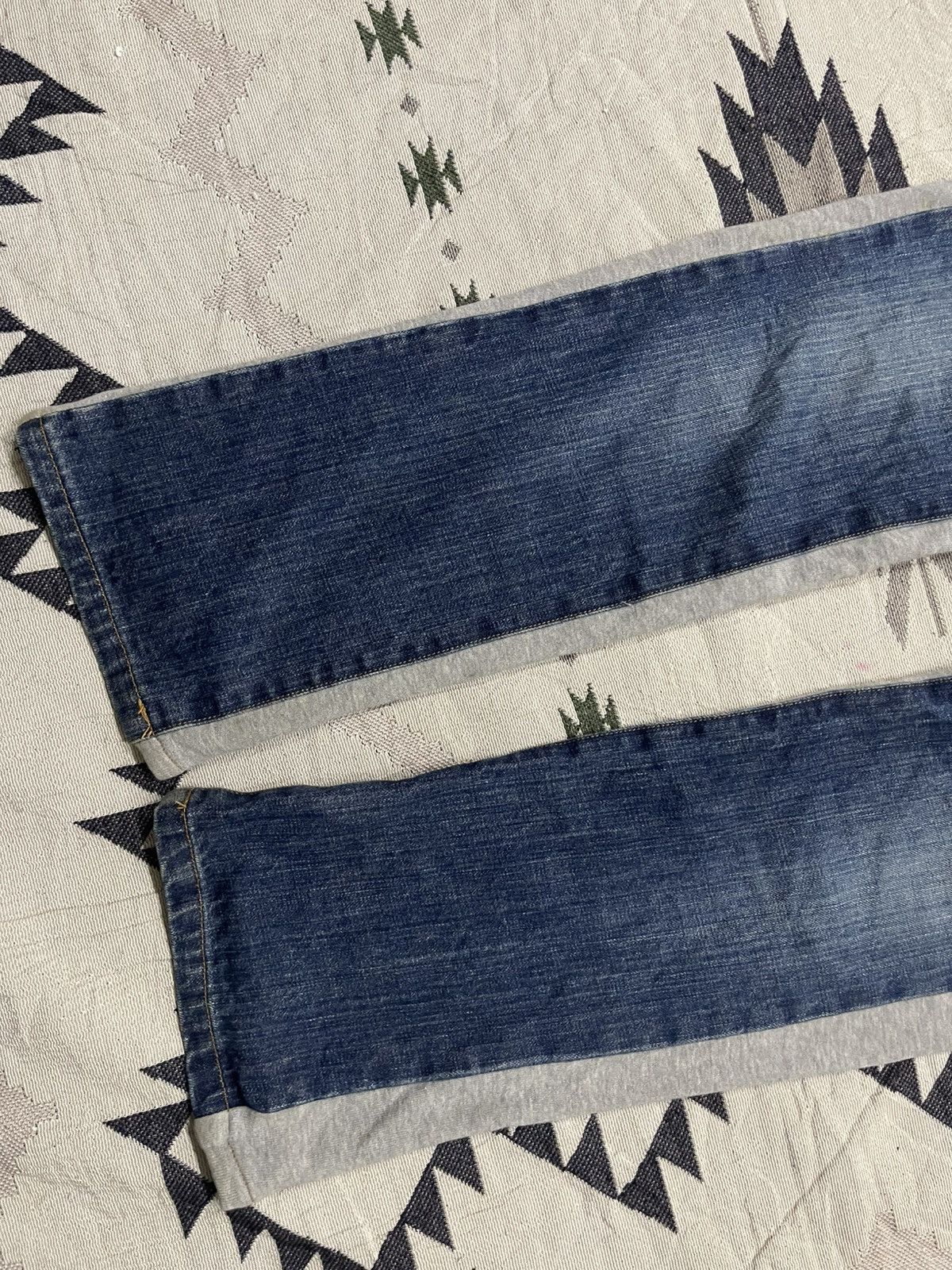 Karakuri Tamashii 90s CHIGIRI DOUBLE WAIST RARE COTTON/DENIM JEANS Size US 31 - 4 Thumbnail
