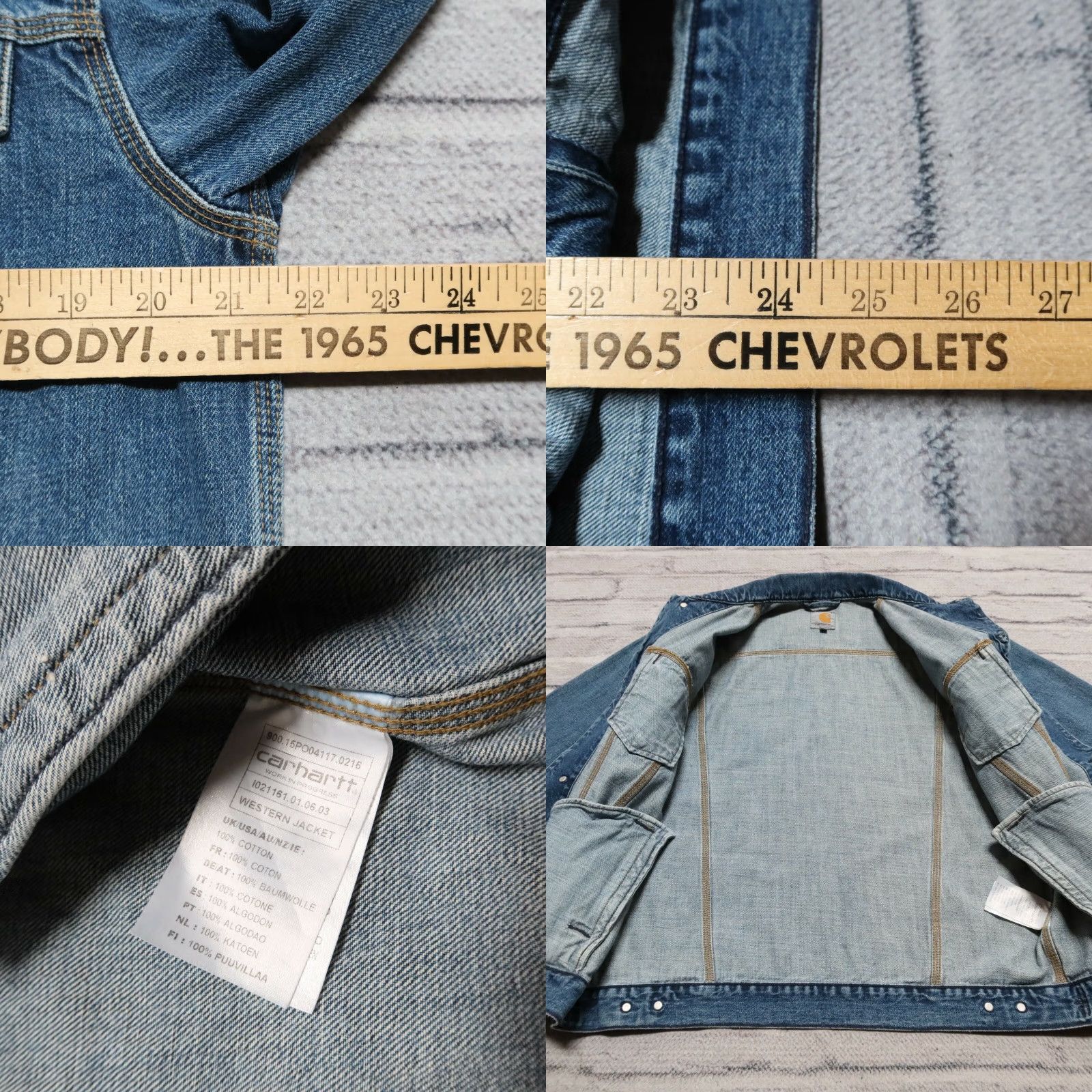 Carhartt Carhartt Work In Progress Western Denim Trucker Jean Jacket Shirt Mens Medium Wash Size US 31 - 8 Thumbnail