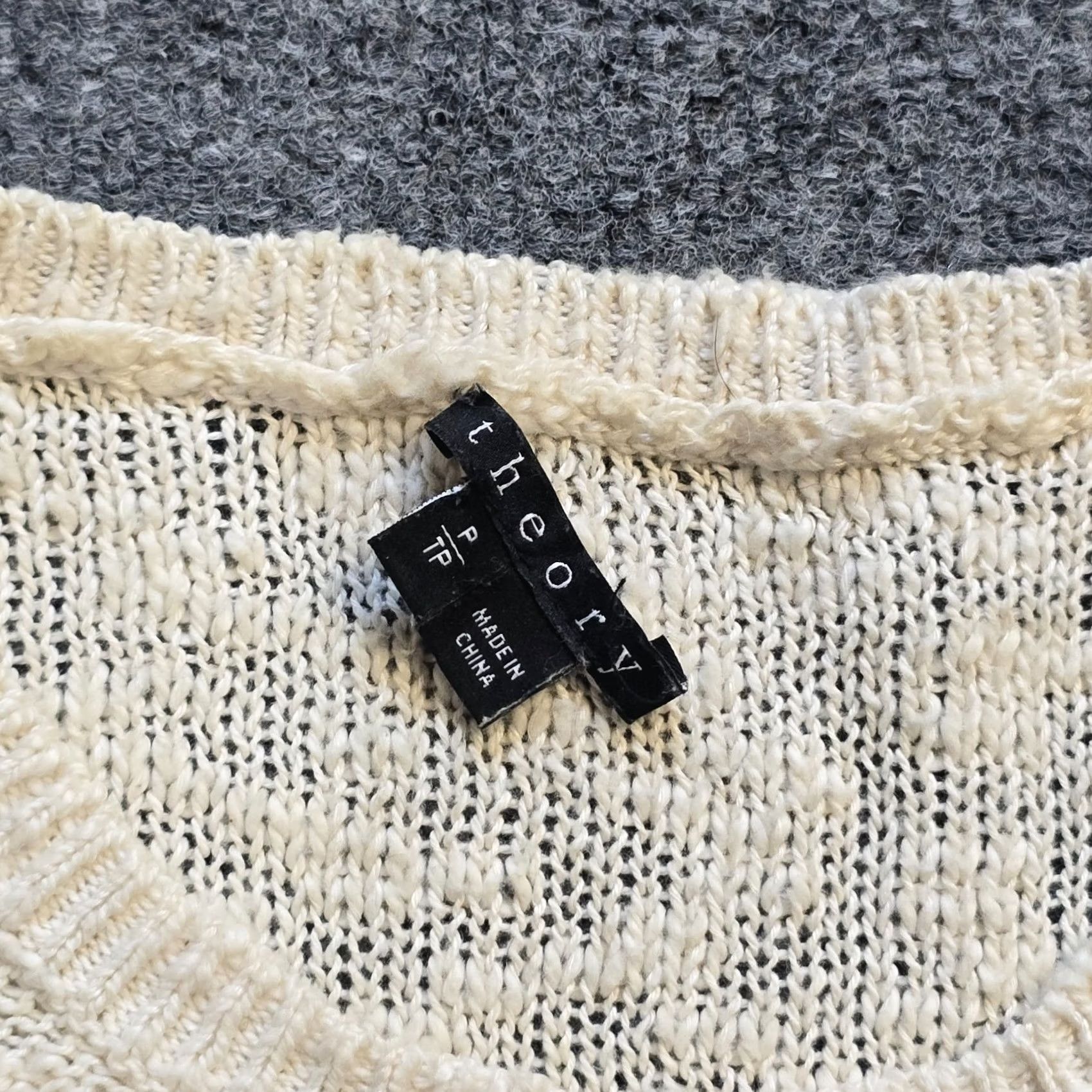 Theory Theory Sweater Womens Size P White Black Linen Blend Knit Colorblocked Capsule Size XXS / US 00 / IT 34 - 3 Thumbnail