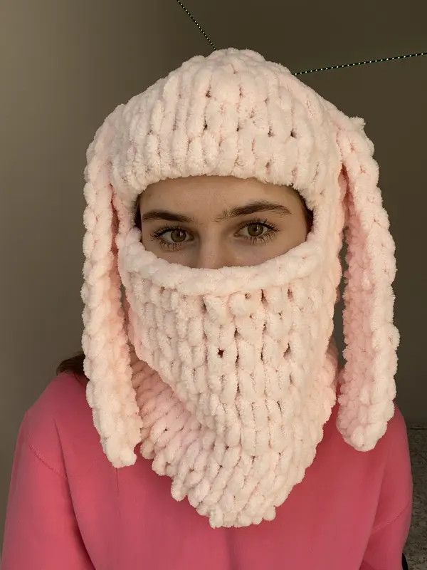 VIBE Handmade Knitted Balaclava Rabbit Bunny Style Size ONE SIZE - 3 Thumbnail
