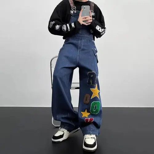 Jean Retro design embroidered workwear denim overalls Size US 32 / EU 48 - 4 Thumbnail