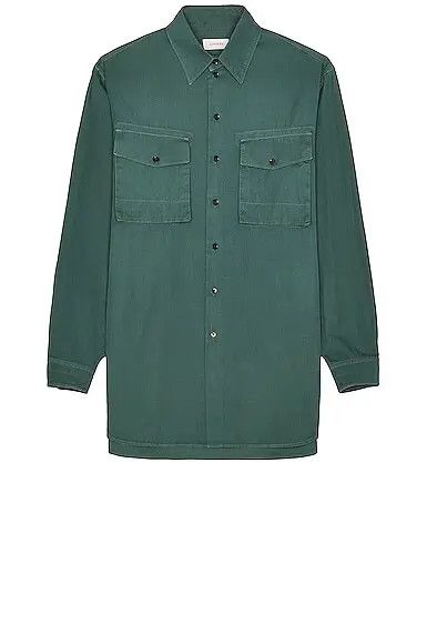 Lemaire o1tko10326 Flap-Pocket Cotton Shirt in Teal Size US XXS / EU 40 - 1 Thumbnail