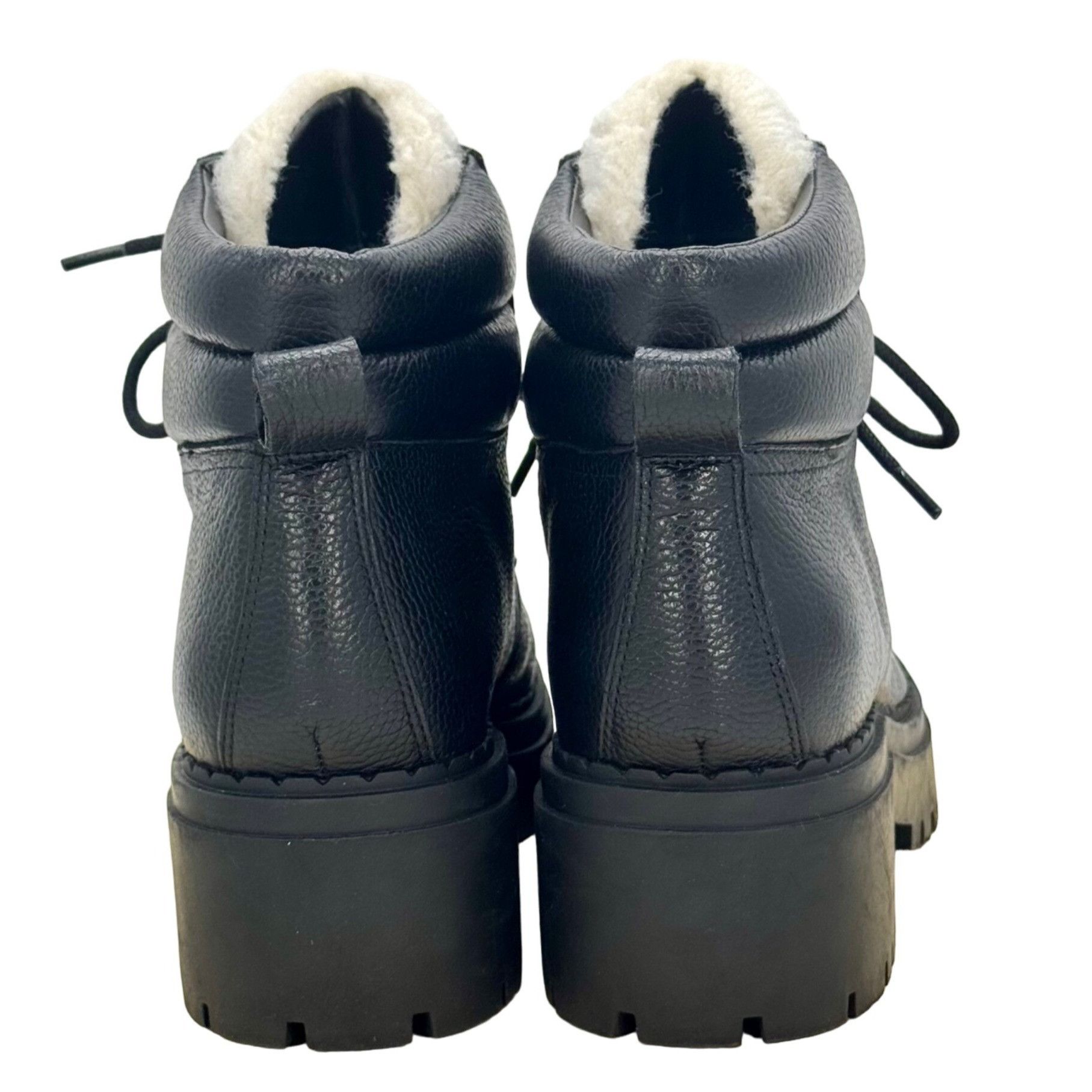 Marc Fisher Marc Fisher Black Leather LTD Nairy Sherpa Lined Lace Up Hik Size US 8 / IT 38 - 5 Thumbnail