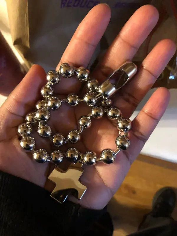 Jewelry Round Beaded Chains Cross Pendant Necklace Size ONE SIZE - 6 Thumbnail