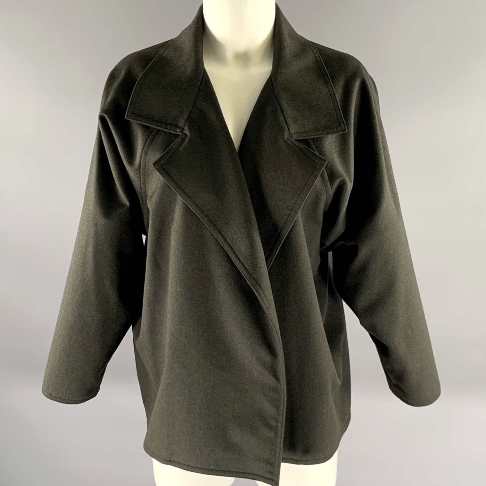 Vintage ZORAN Cardigan M Green Olive Wool Angora Wide Notch Collar Size Size M / US 6-8 / IT 42-44 - 2 Thumbnail