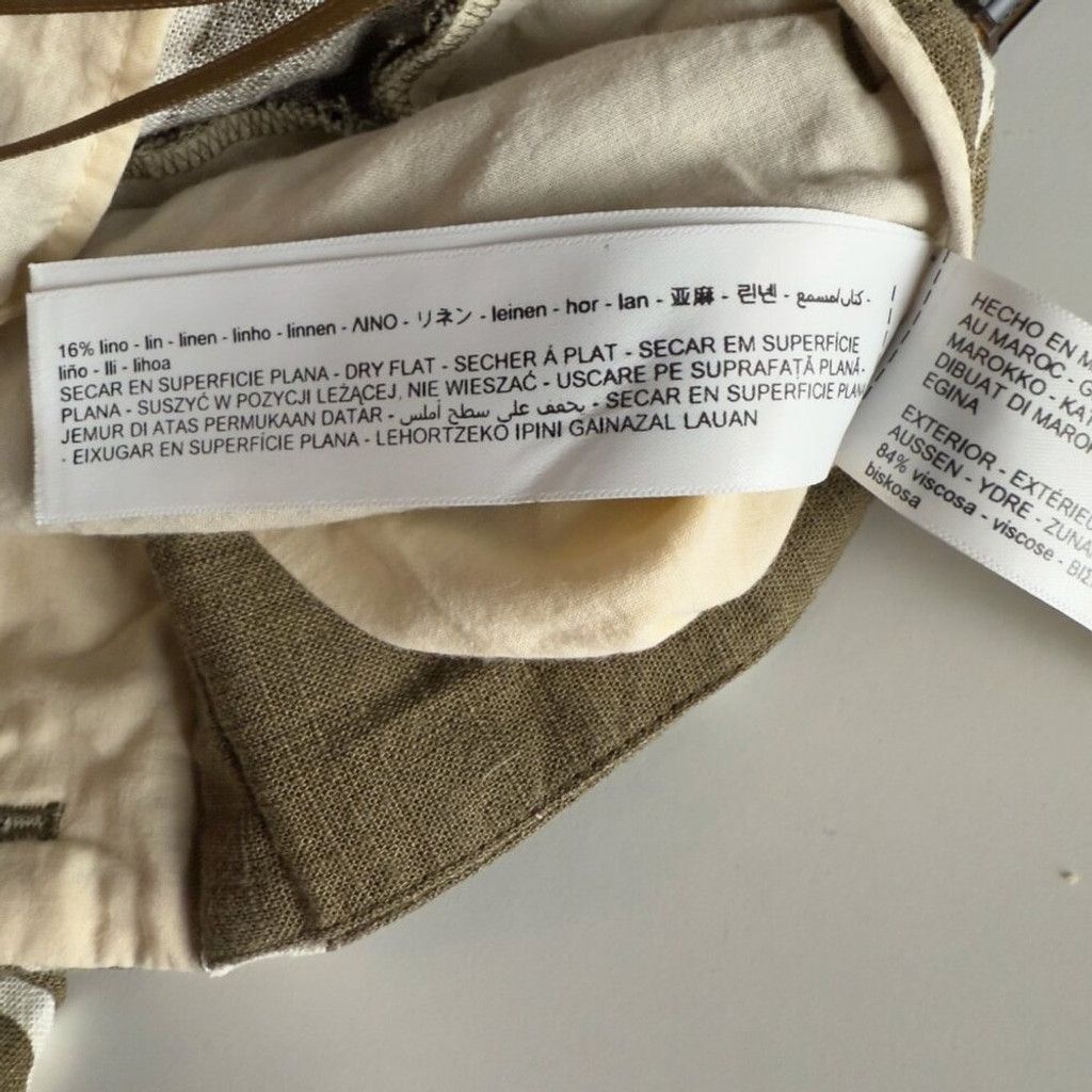 Massimo Dutti MASSIMO DUTTI Olive Green Cream Maximalist Resort Shorts 6 Size 28" / US 6 / IT 42 - 8 Thumbnail