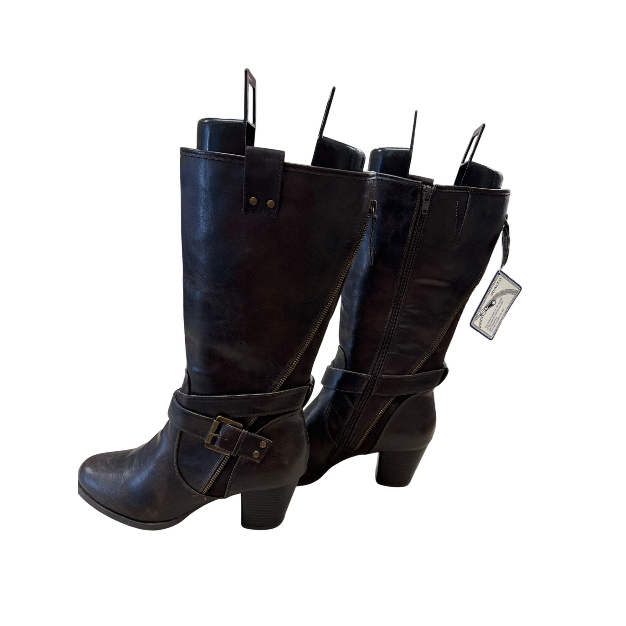 Designer Rialto Womens Brown Leather Knee-High Boots Size 10M SKU 696 Size US 10 / IT 40 - 4 Thumbnail
