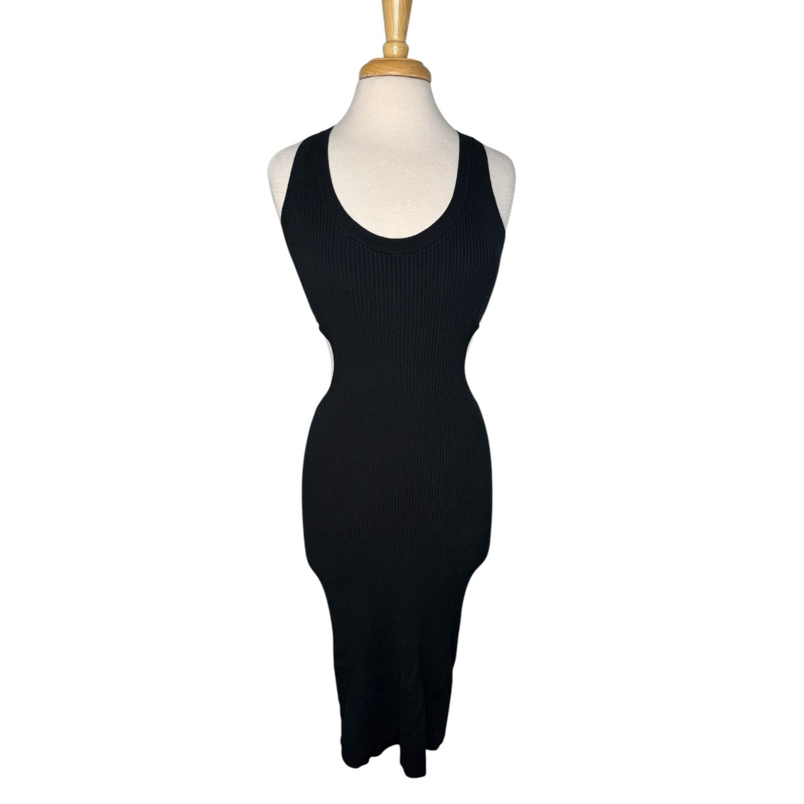 abercrombie midi dress black Abercrombie & Fitch Black Linen Blend Midi Dress - Petite UK XXS