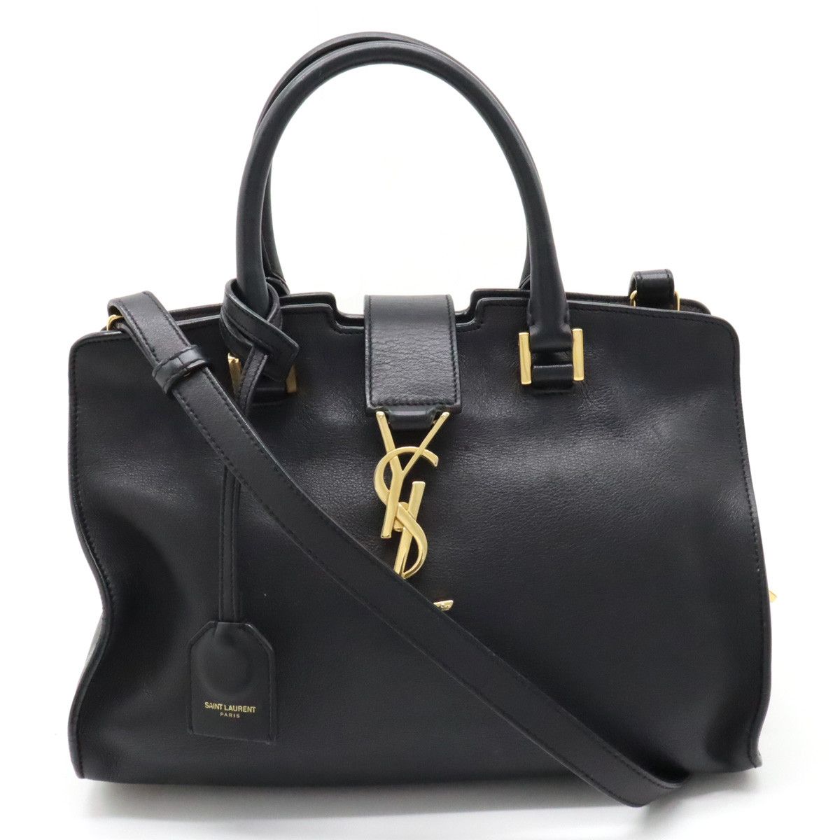 image of YVES Saint Laurent Paris Baby Cabas Shoulder Bag Leather Black, Women's