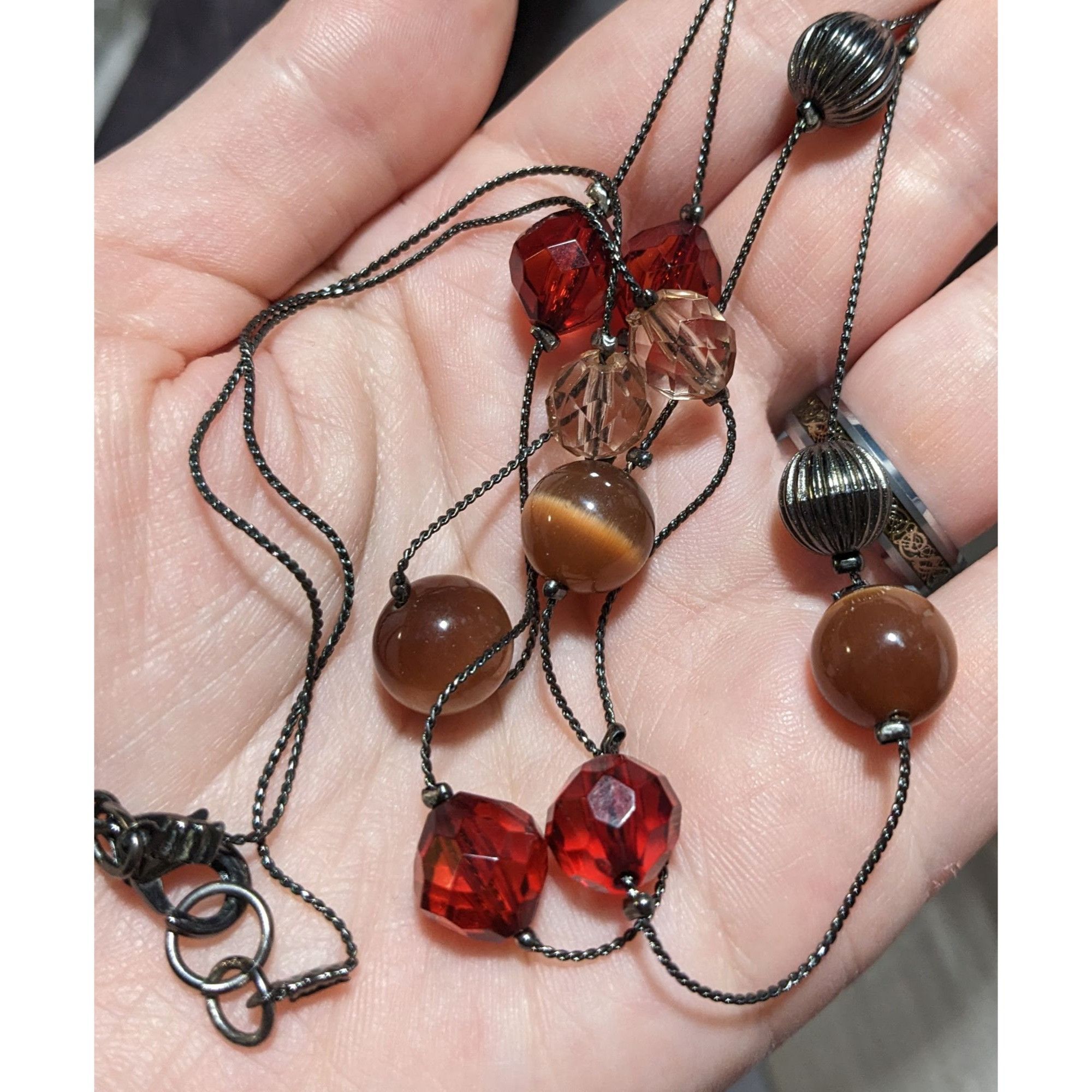 Other Red And Brown Glass Beaded Chain Necklace Size ONE SIZE - 3 Thumbnail