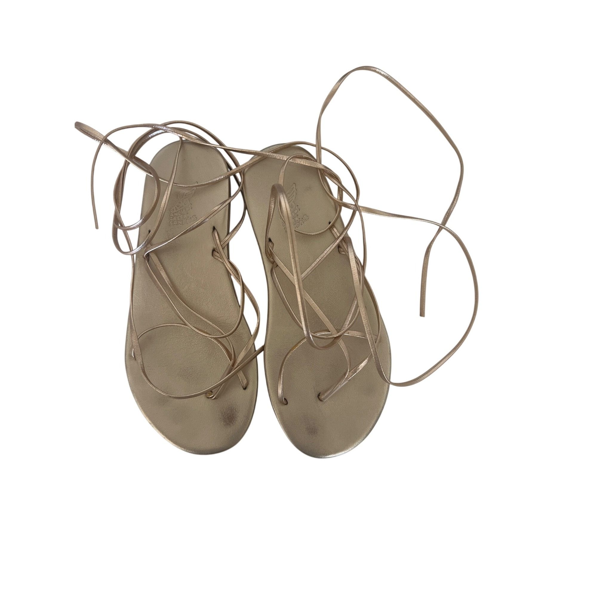 Ancient Greek Sandals Ancient Greek Sandals Gold Strappy Lace-Up Sandals Size US 7 / IT 37 - 3 Thumbnail