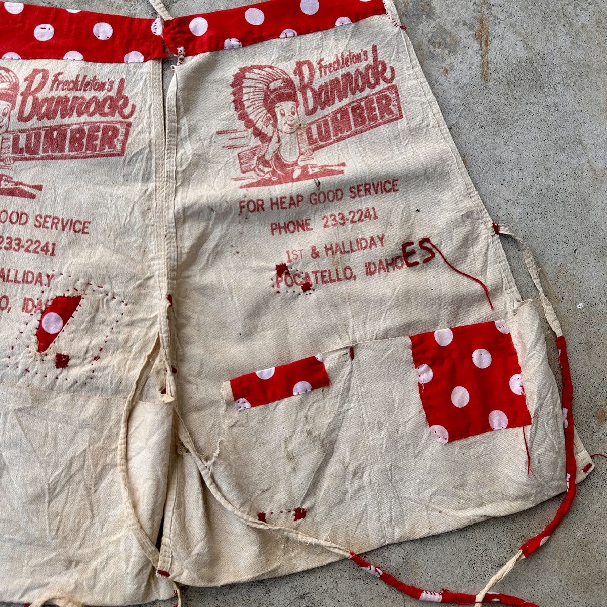 Vintage 60s Polka dot parchwork Lumber chieftain work apron Kapital Size ONE SIZE - 2 Thumbnail