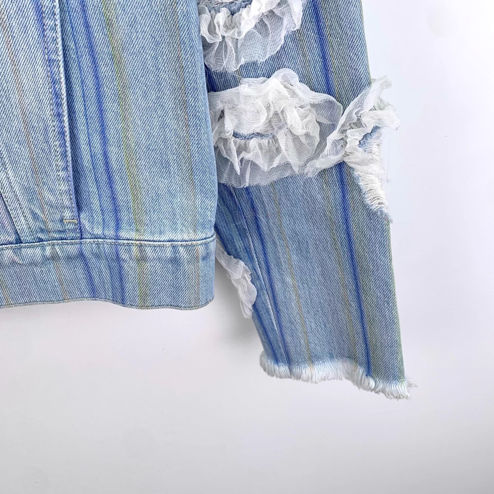 Chanel LW0285 Chanel Light Blue Camellia Striped Collar Size XS / US 0-2 / IT 36-38 - 5 Thumbnail