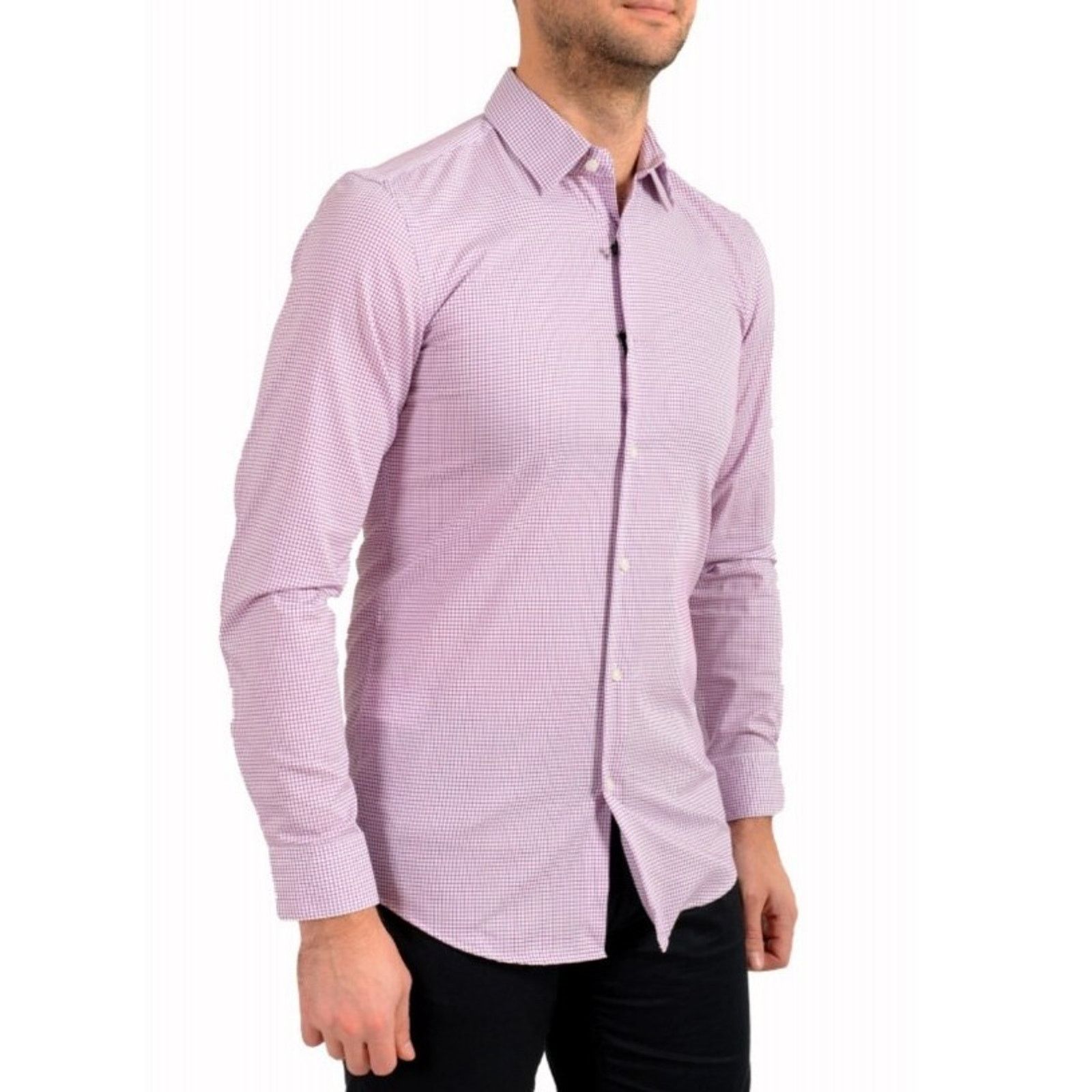 Hugo Boss Hugo Boss "Isko" Slim Plaid Long Shirt Pink Size XL A000778 Size US XL / EU 56 / 4 - 3 Thumbnail