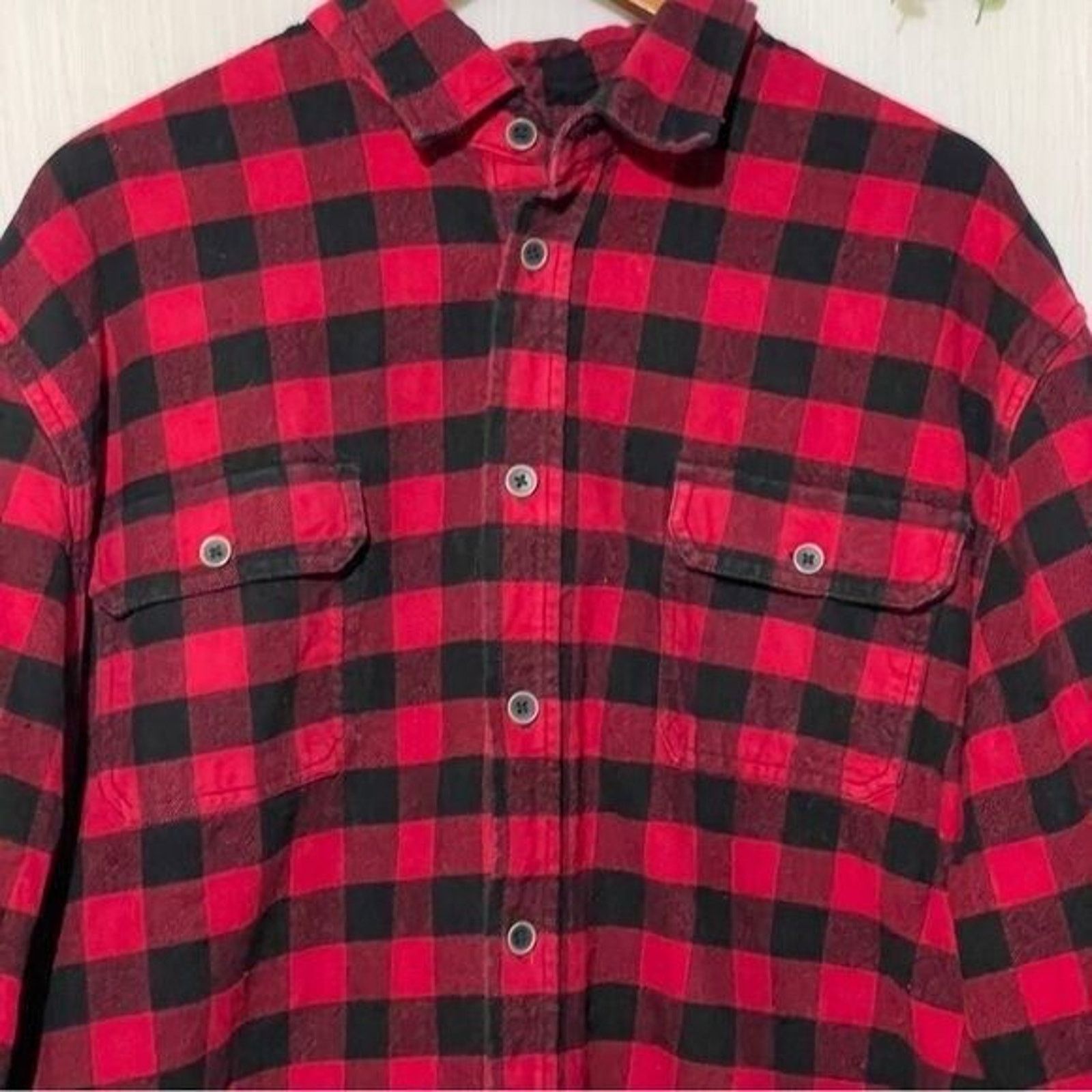 Other Jachs Brawny Buffalo Plaid Red Black Mens Flannel Shirt 2X Size US XXL / EU 58 / 5 - 2 Thumbnail