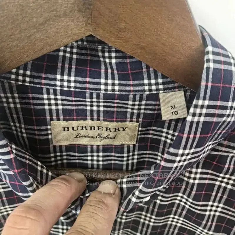 Burberry Burberry Dark Blue Men's Button-Up Shirt. Size US XL / EU 56 / 4 - 3 Thumbnail