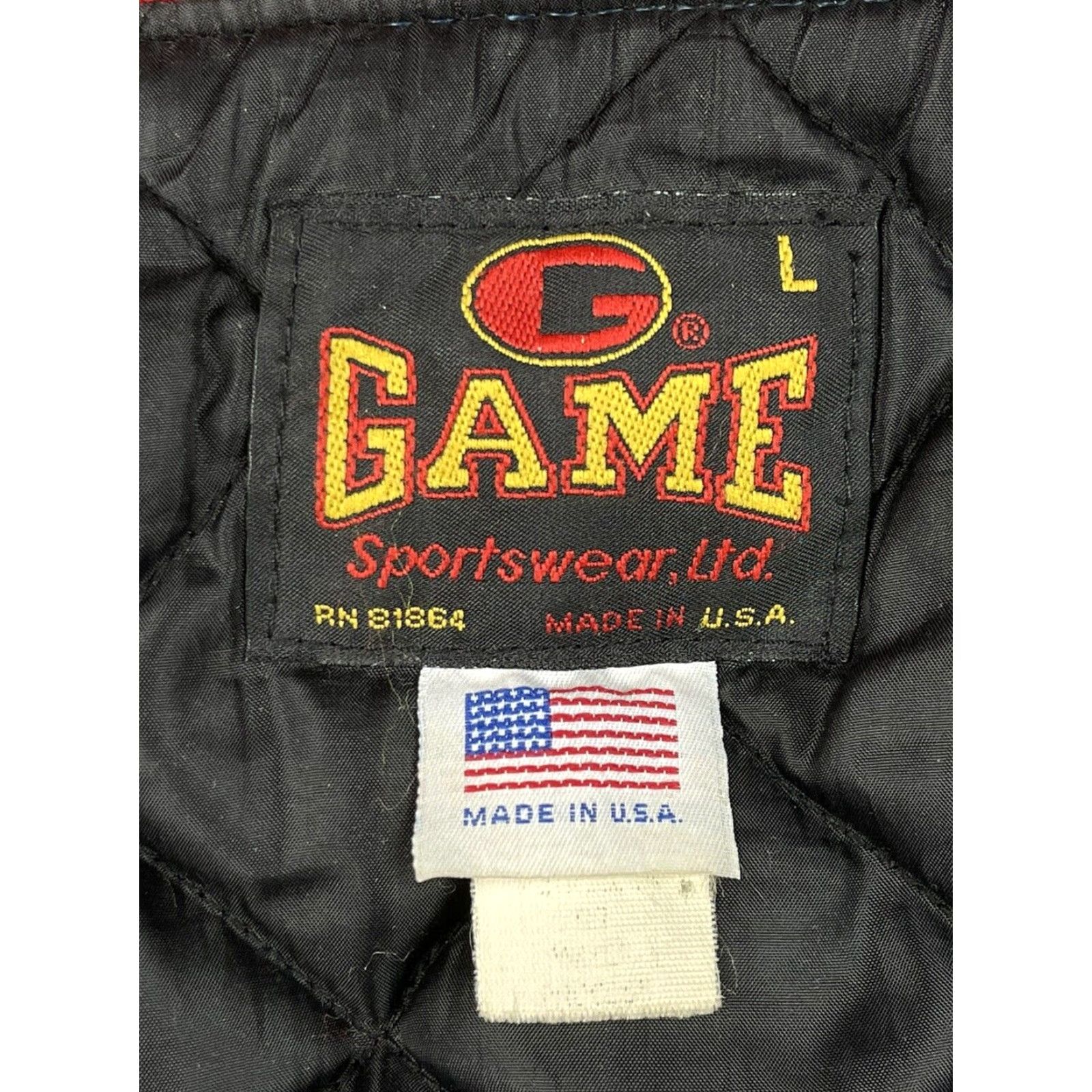 Vintage VINTAGE GAME Varsity Jacket | Jacket | Men L Blue Quilted Lined Wool Accents Band Collar 80s 90s Music School Athletic Concert Fall Spring Winter USA Size US L / EU 52-54 / 3 - 4 Thumbnail
