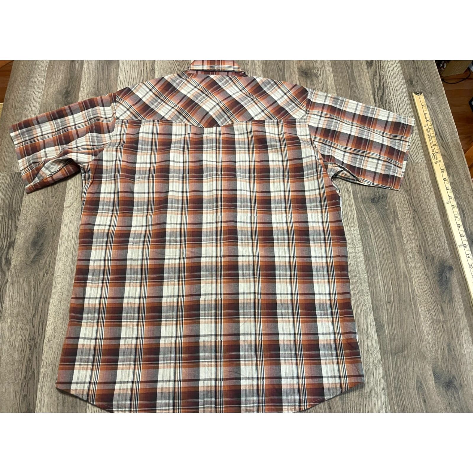 Vintage WorkN'Sport Shirt, Men’s XL Tall, Button Up, Plaid, Short Sleeve, Brown Orange, Casual, Regular, Vintage? No Size US XL / EU 56 / 4 - 2 Thumbnail