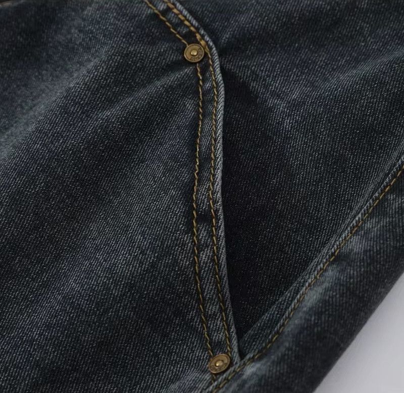 Jean × Vintage Retro Style Large Pocket Straight-leg Jean Size 31" - 8 Thumbnail