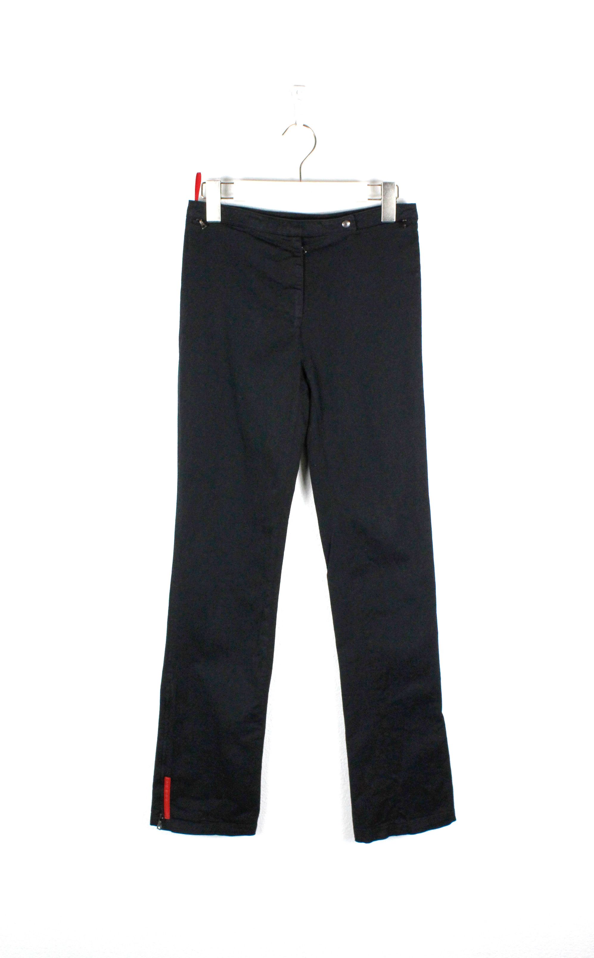 Womens Prada Y2K Red Rubber Logo Moto Track Cotton Pants