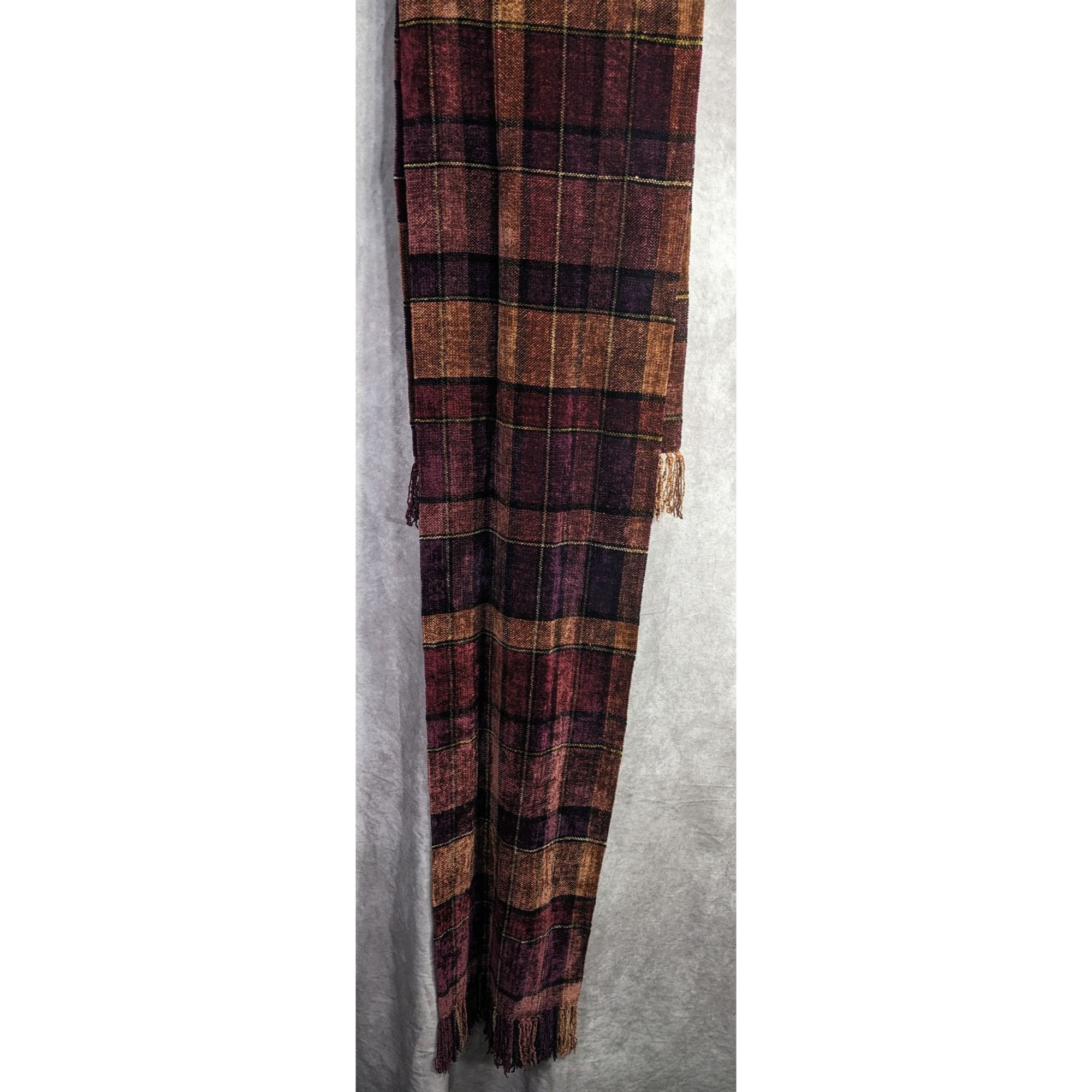 Other Vintage Searle Blatt Rayon Chenille Plaid Scarf With Fringe Size ONE SIZE - 6 Thumbnail
