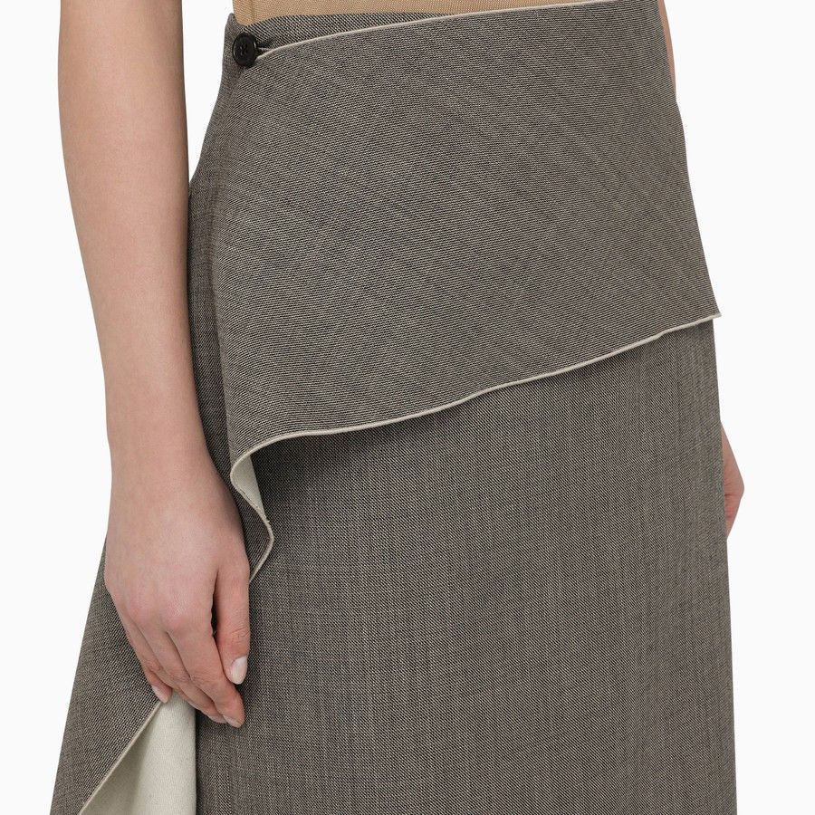 The Row o1d2blof1024 Wool Skirt With Side Train in White & Black Size 27" / US 4 / IT 40 - 5 Thumbnail
