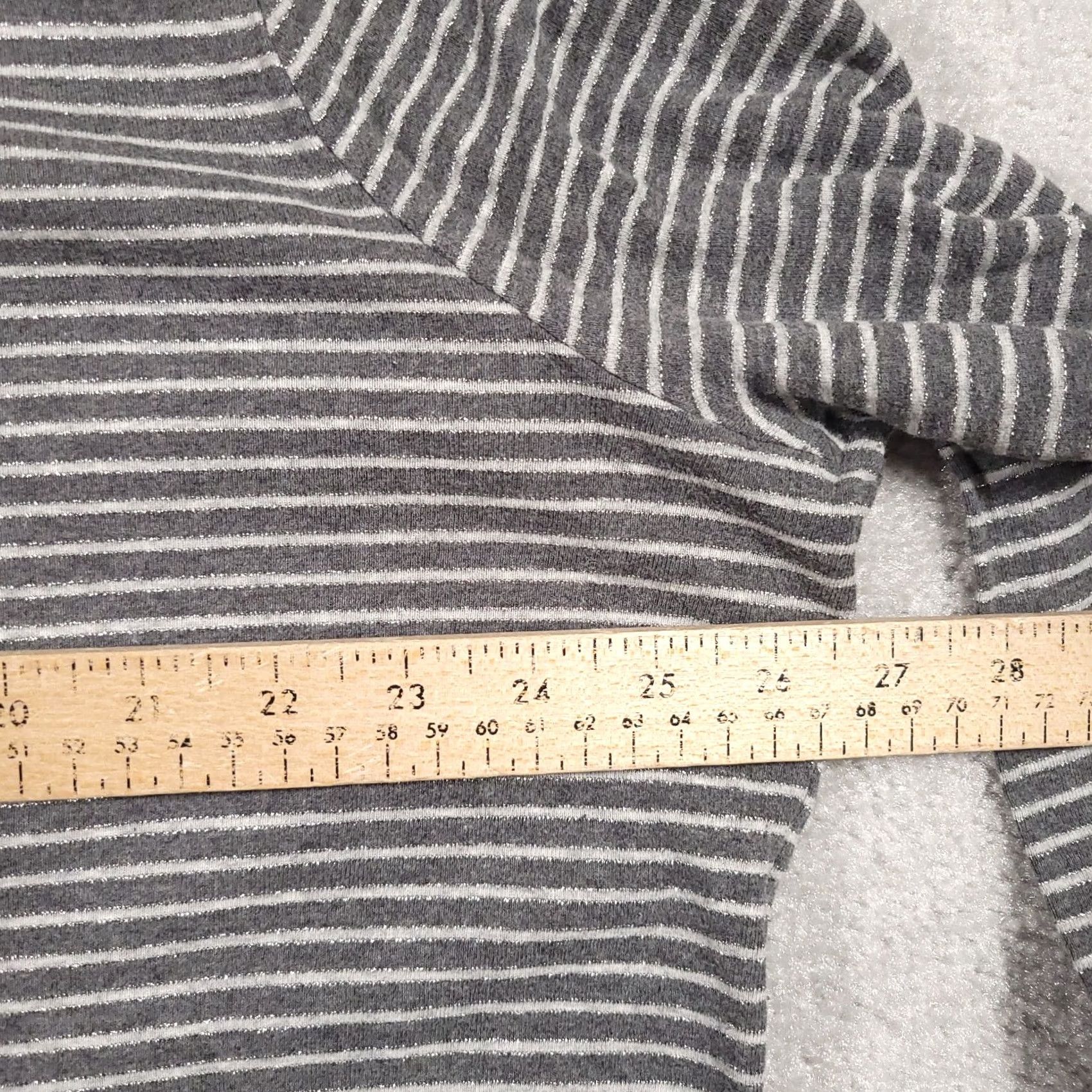 Talbots VINTAGE Talbots T Shirt Women's 3X Plus Gray Striped Glitter V Neck Long Sleeve Size XXL / US 16-18 / IT 52-54 - 7 Thumbnail
