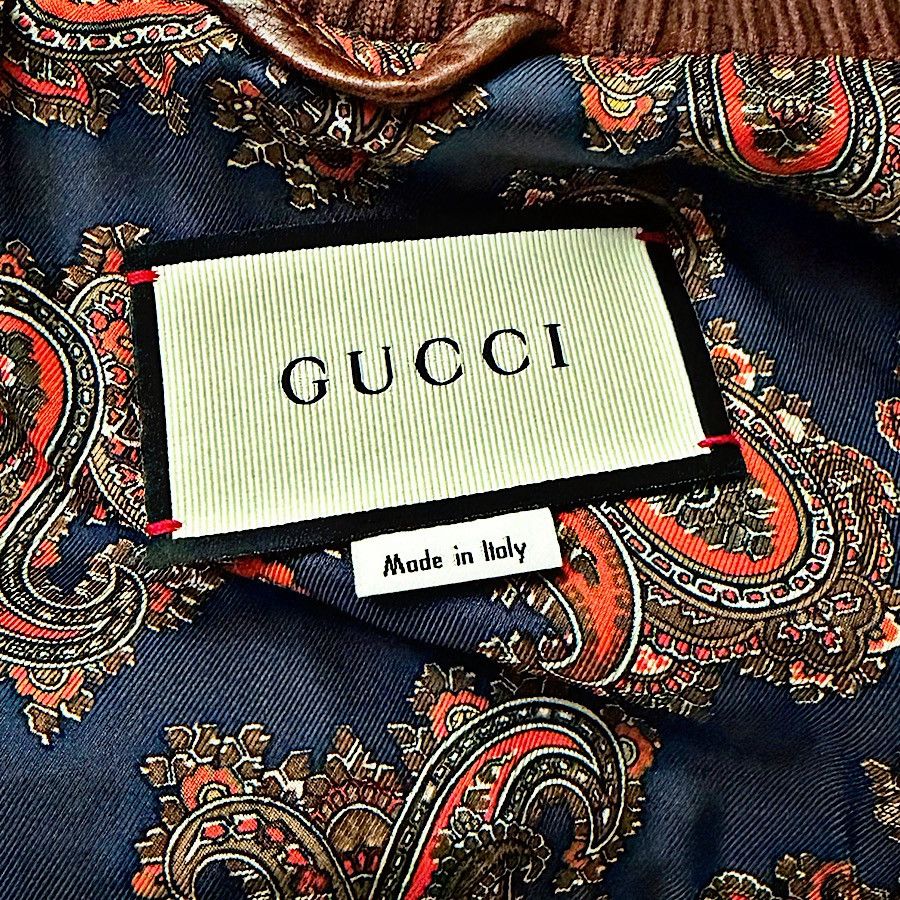 Gucci Authentic Gucci Leather Ribbed Web Bomber Jacket Size US S / EU 44-46 / 1 - 4 Thumbnail