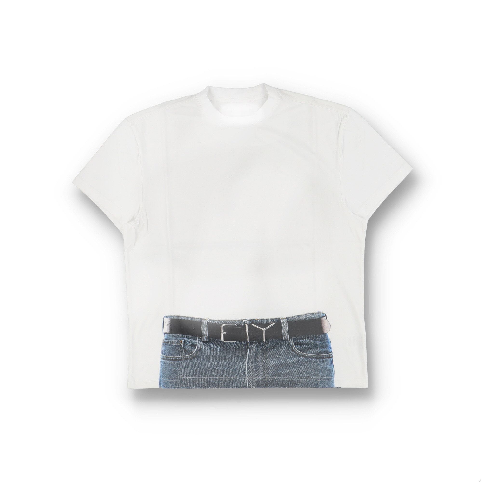 White Trompe L'oeil Belt T-Shirt