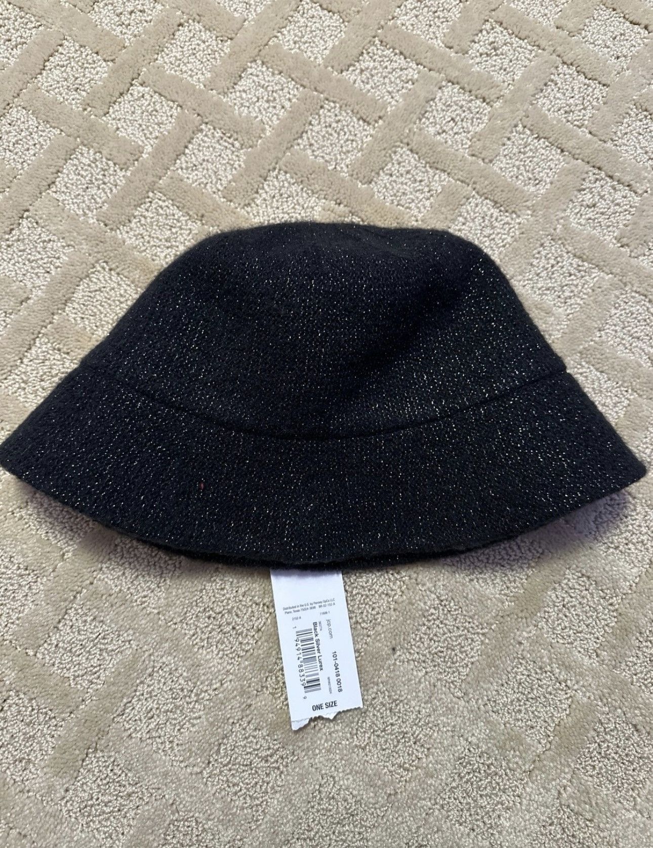 Liz Claiborne JCP Liz Claiborne Silver Black Lurex Bucket Hat Size ONE SIZE - 4 Thumbnail