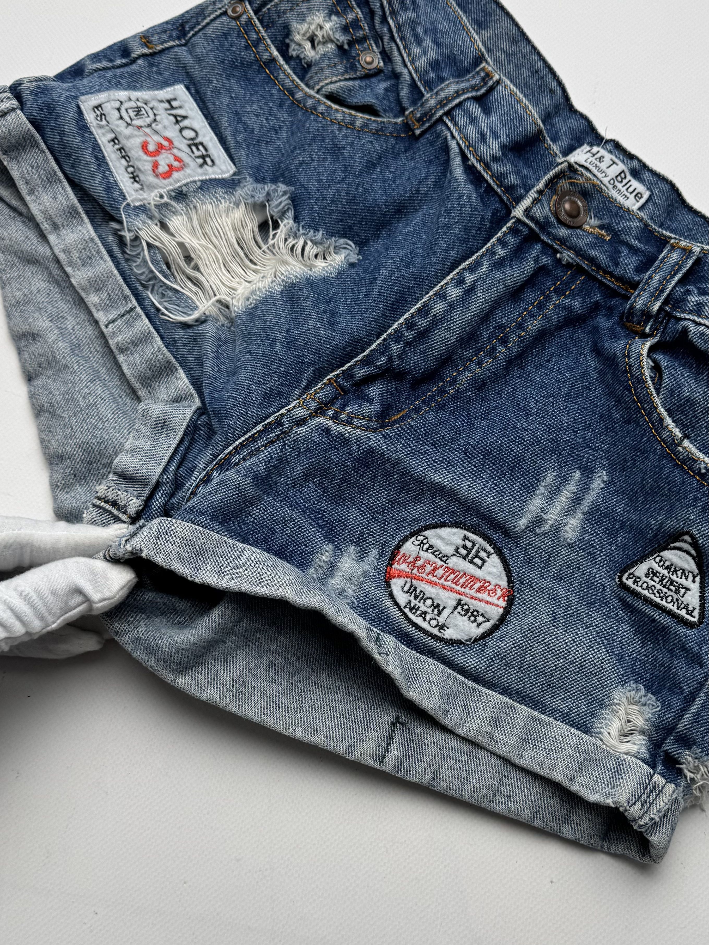 Vintage Vintage Denim Shorts Distressed Patchwork Cuffed Low Rise E2 Size 27" / US 4 / IT 40 - 4 Thumbnail